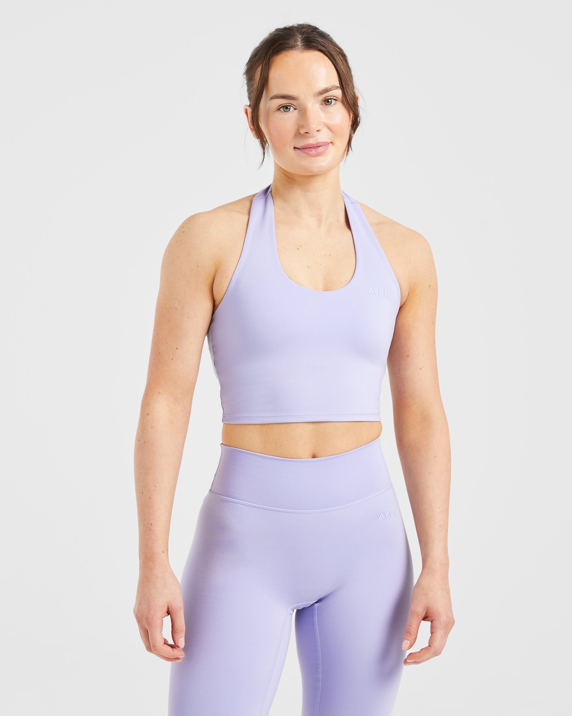 Top Corto de Tirantes con Cuello Halter - Lavanda Pastel