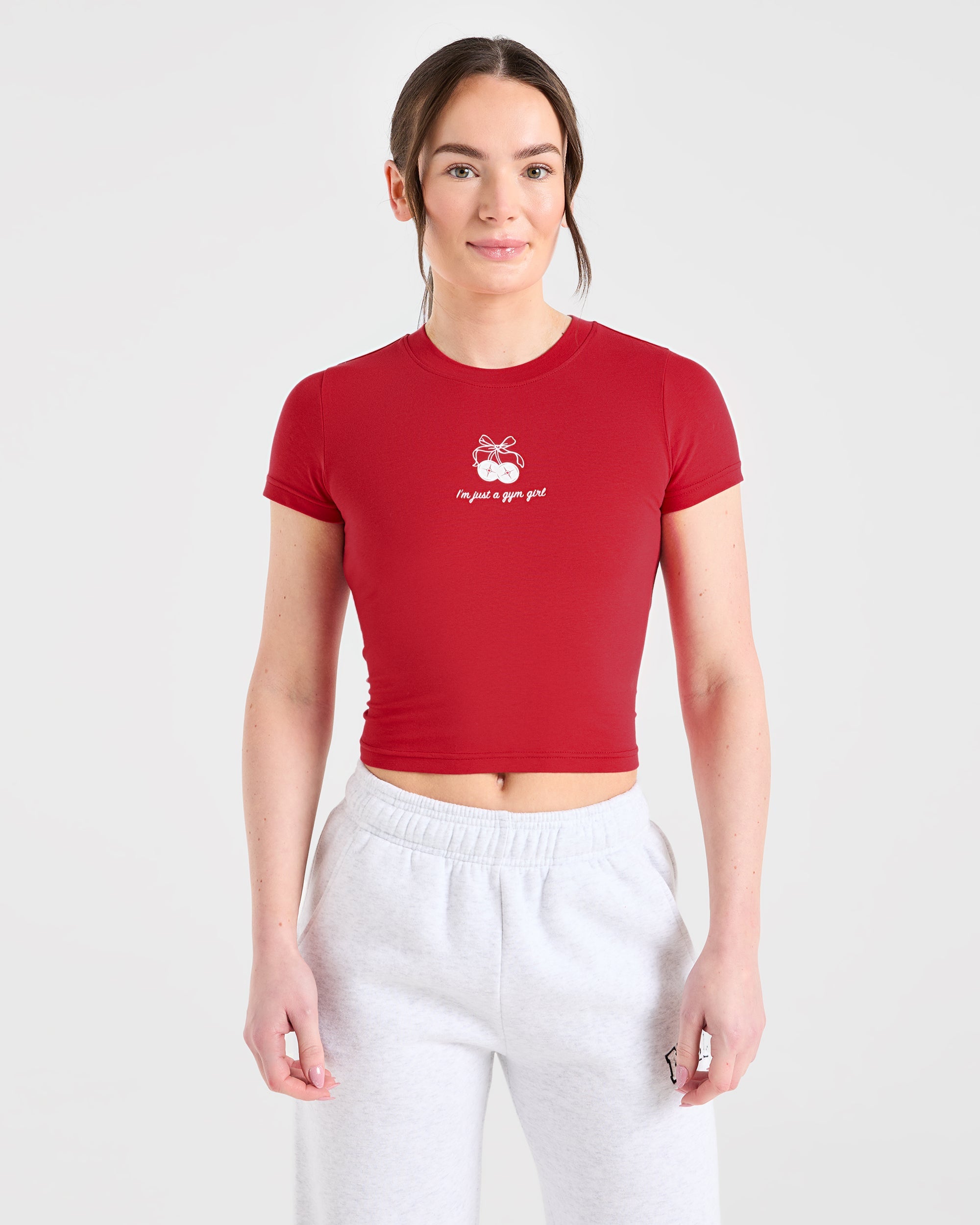 Just a Gym Girl Baby Tee - Rojo
