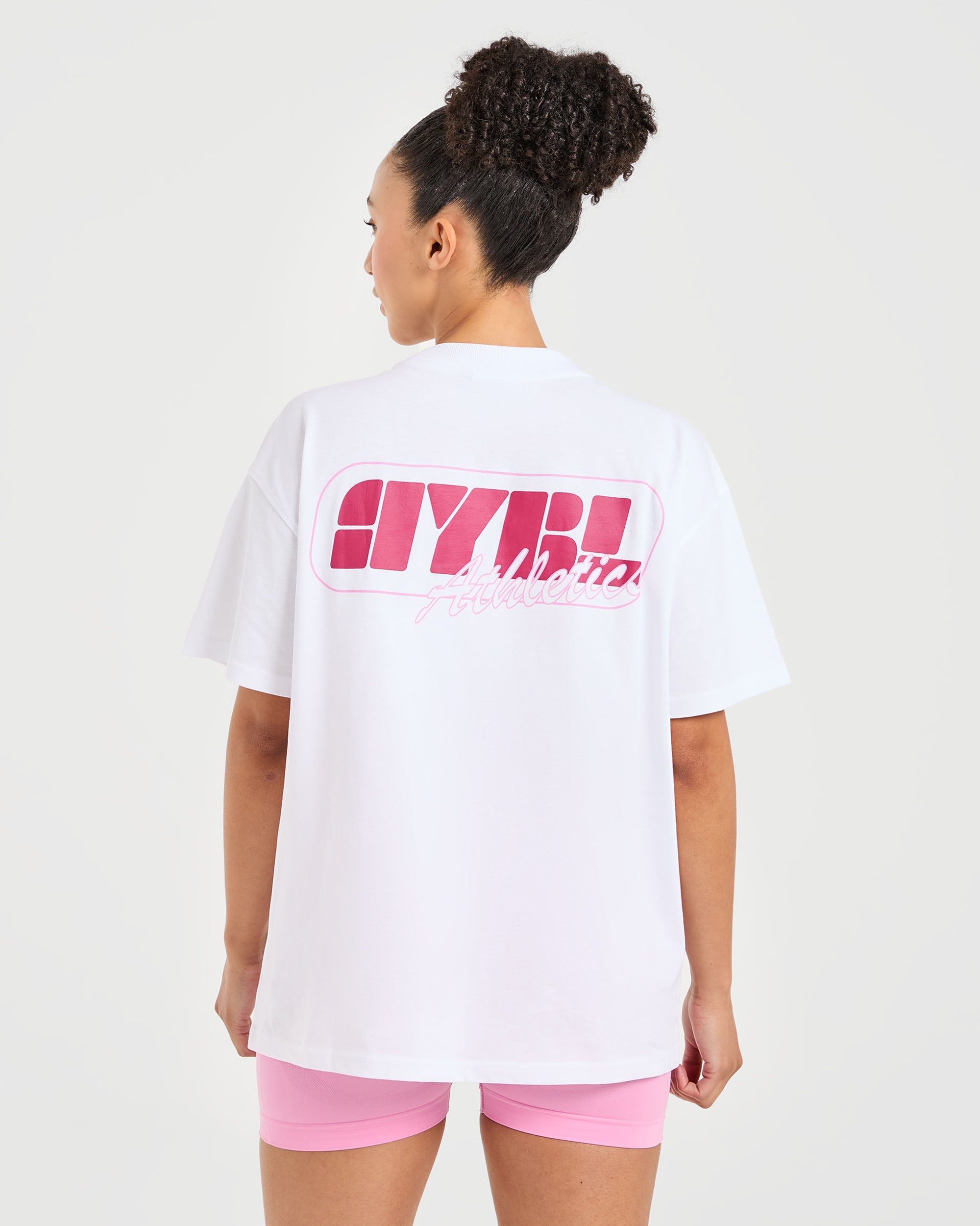 Camiseta Oversized Retro de Atletismo - Blanco