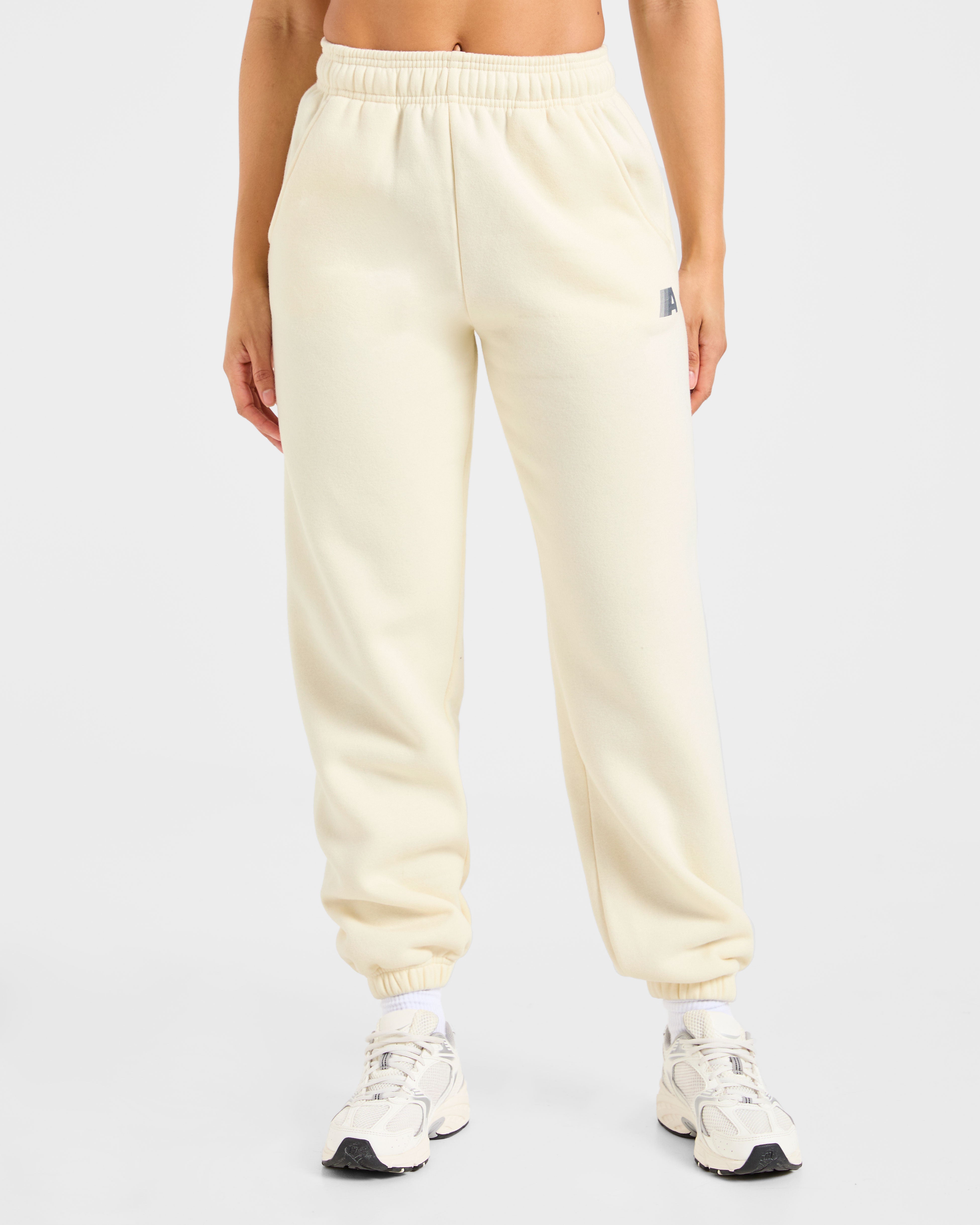 Pantalones Jogger Oversized Retro Athletics - Amarillo Mantequilla/Azul Marino