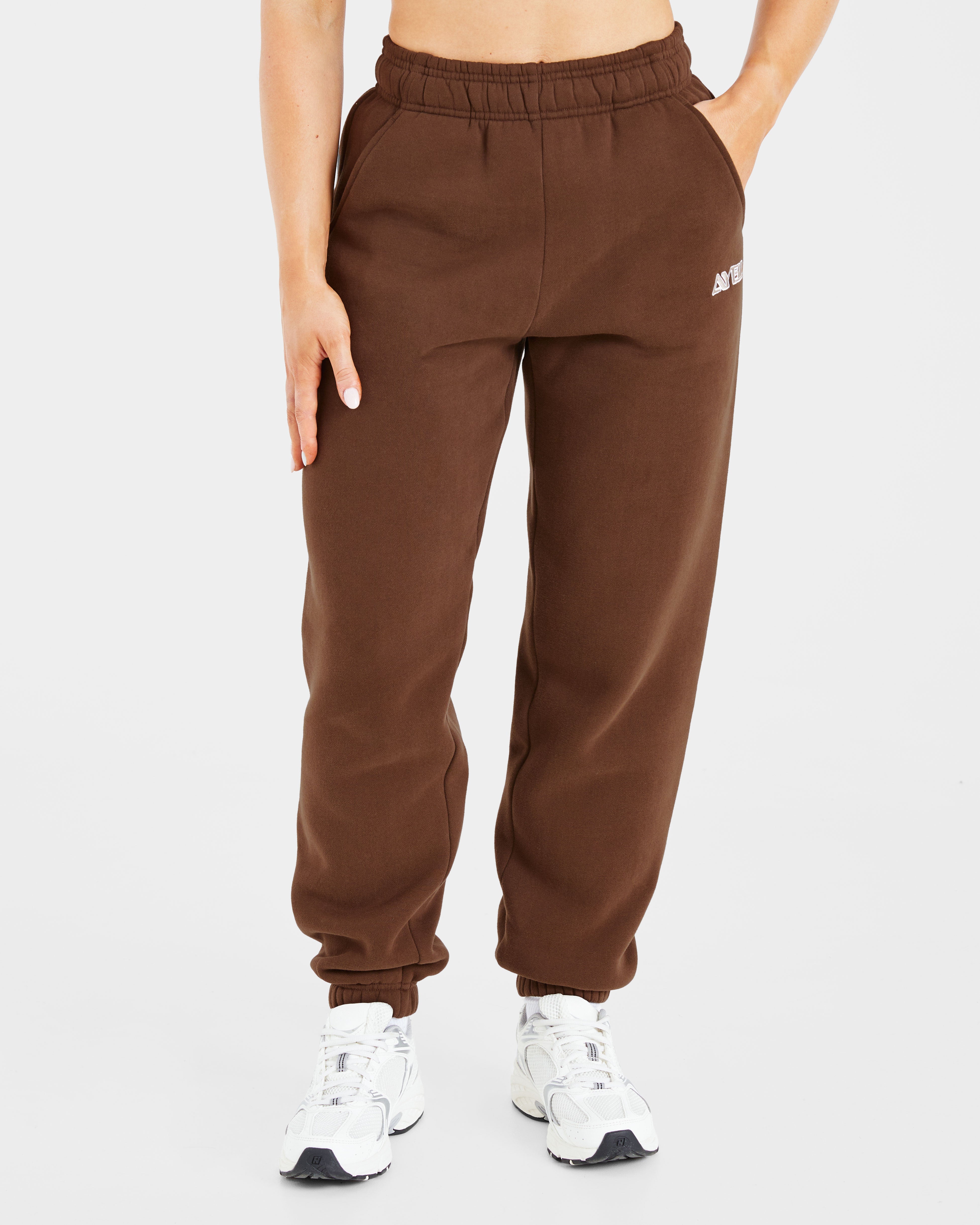 Pantalones Jogger Oversized con Bordado Retro - Marrón