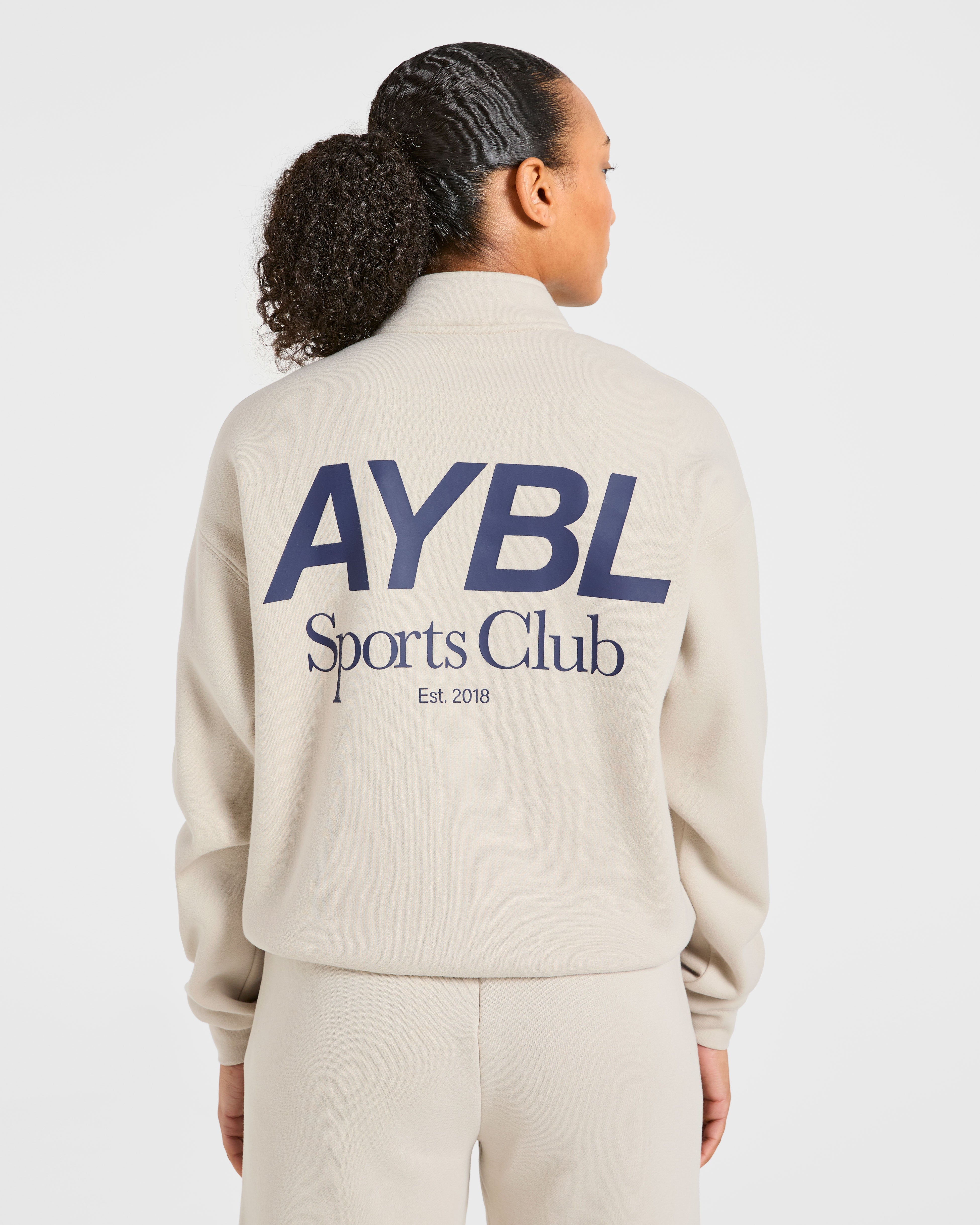 Pulóver Oversized de 1/4 de Botón del Club Deportivo - Arena/Azul Marino