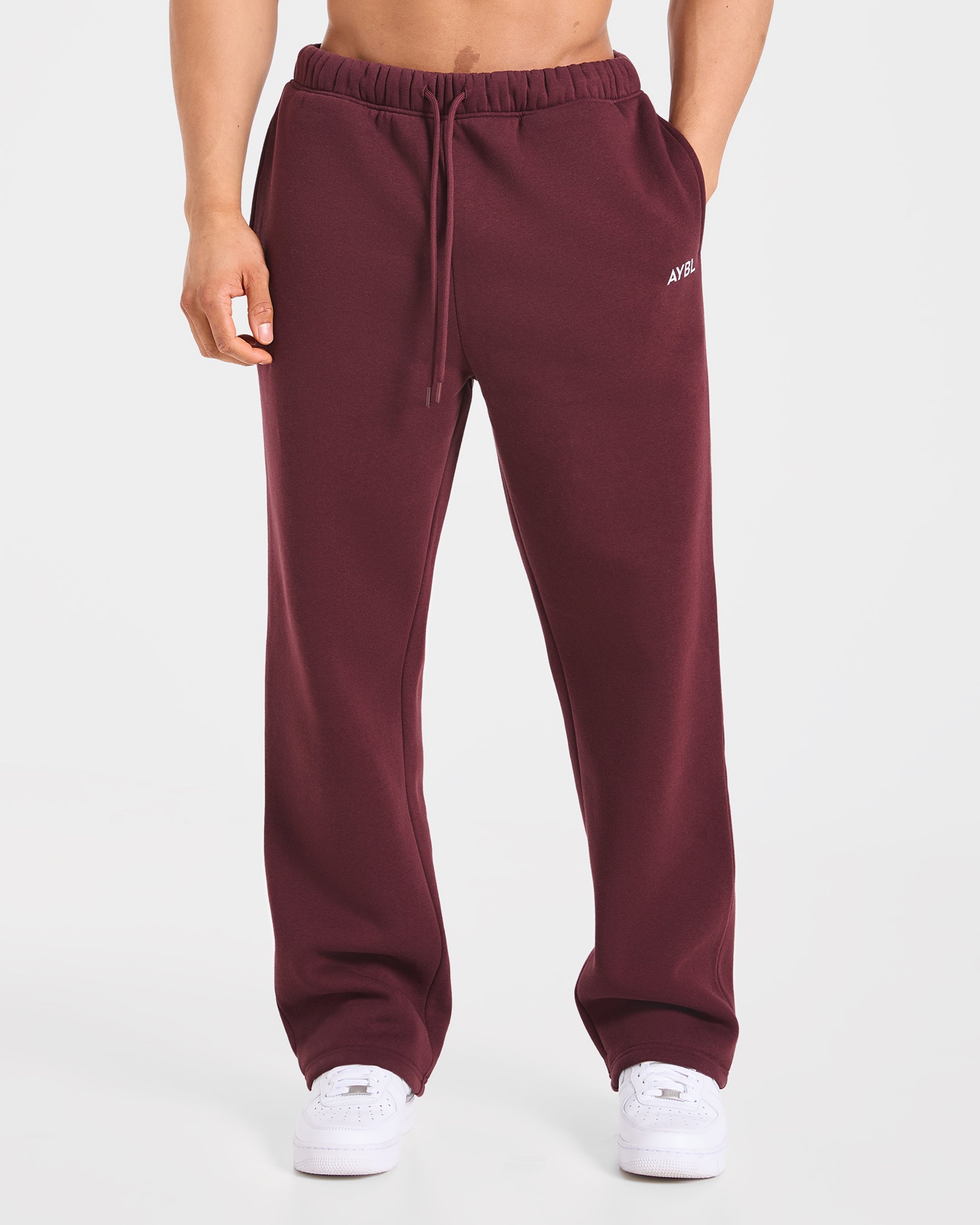 Pantalones Jogger Rectos Oversized Esenciales - Rojo Burgundy