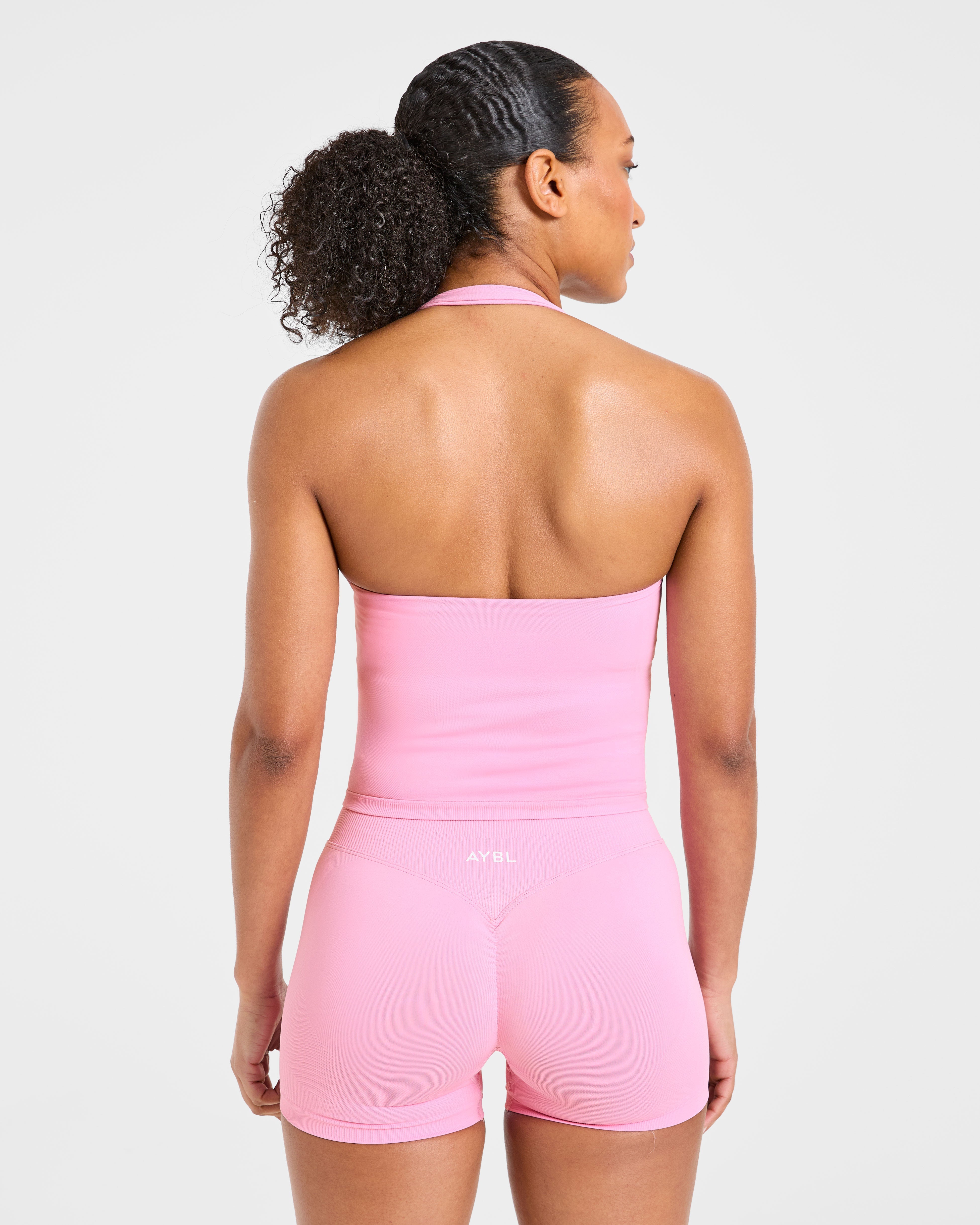 Potencia el top sin costuras tipo halter - Rosa azúcar