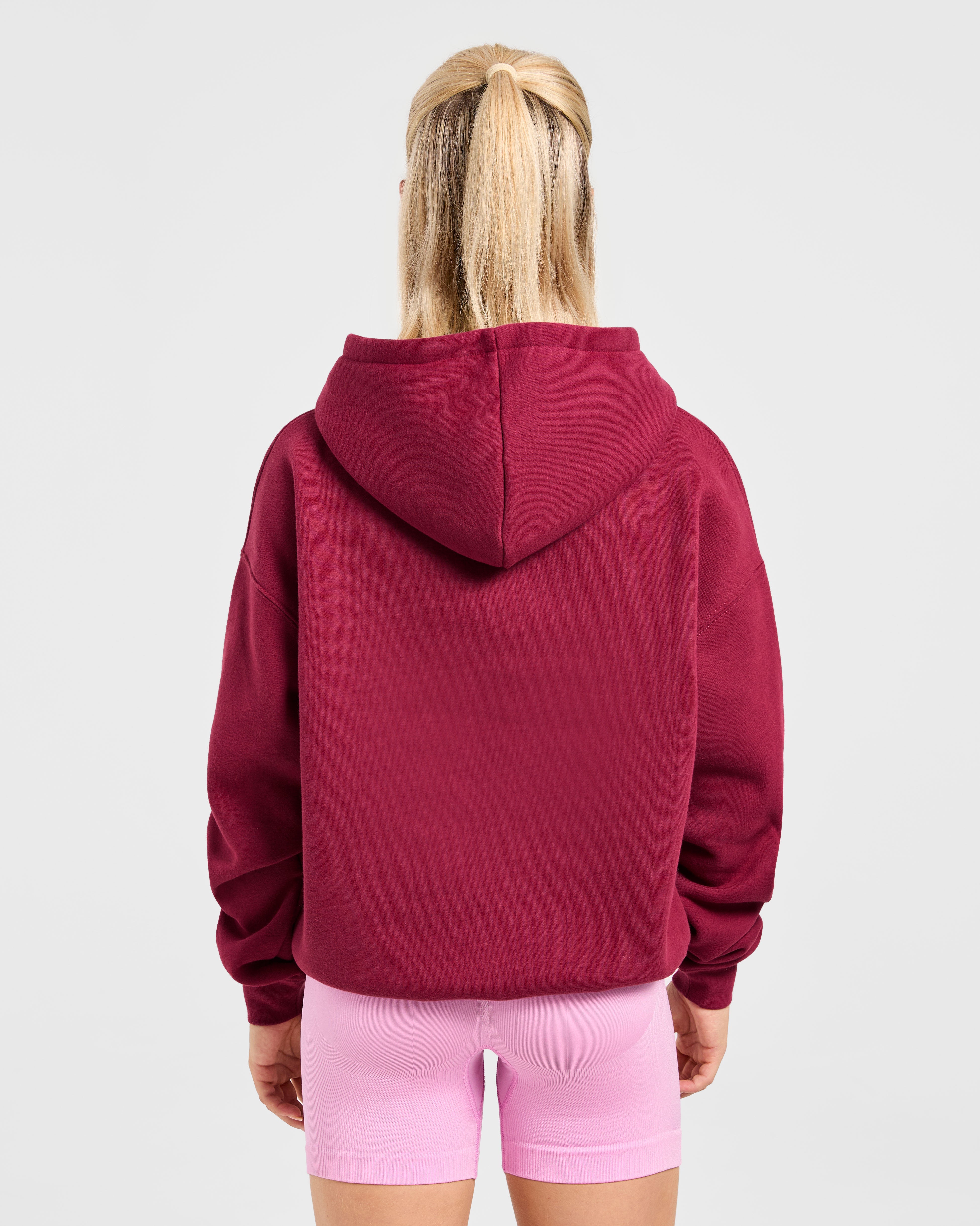 Sudadera Oversized con Bordado de Letras - Burdeos/Rosa