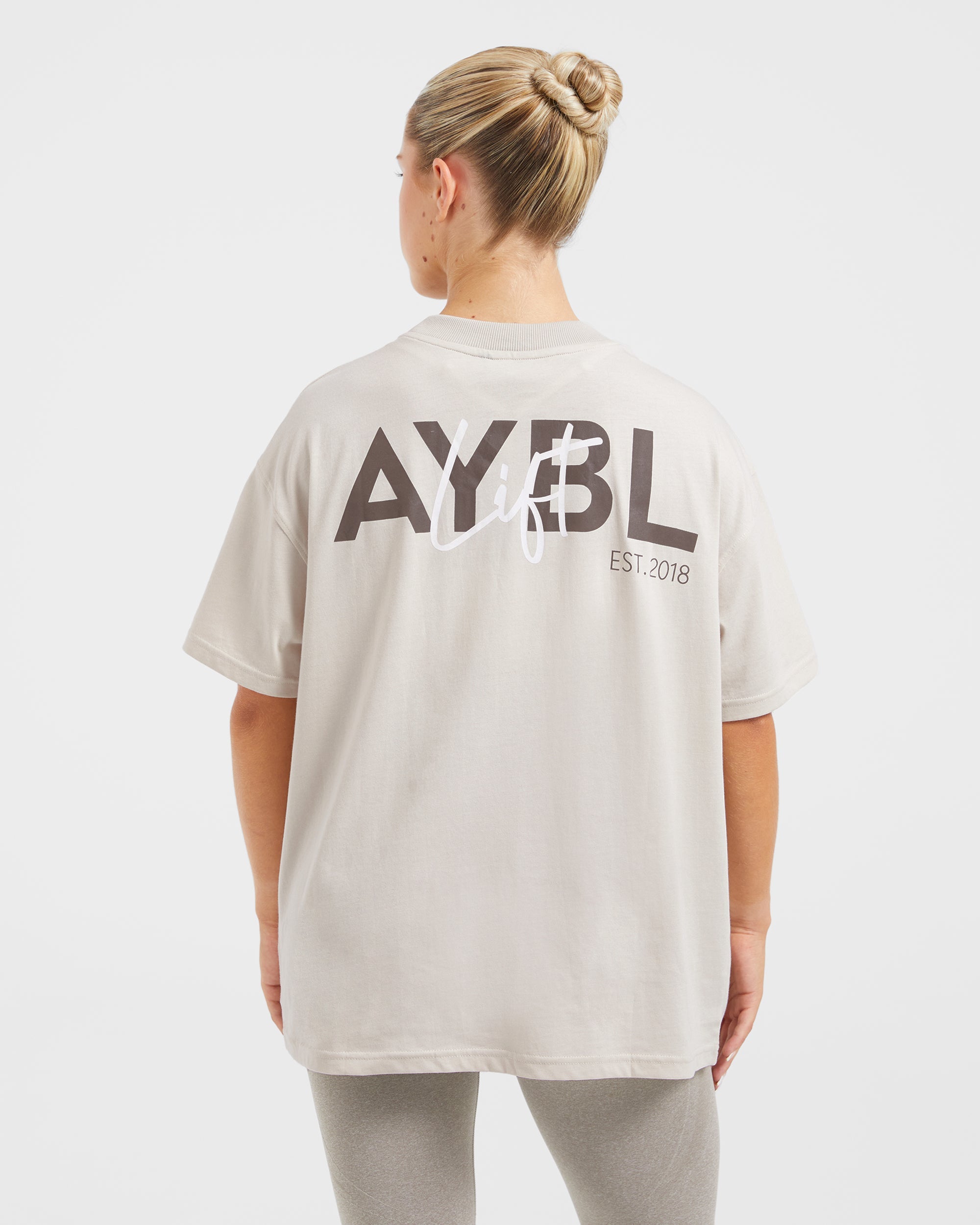 Camiseta Oversized con Estampado Lift - Beige