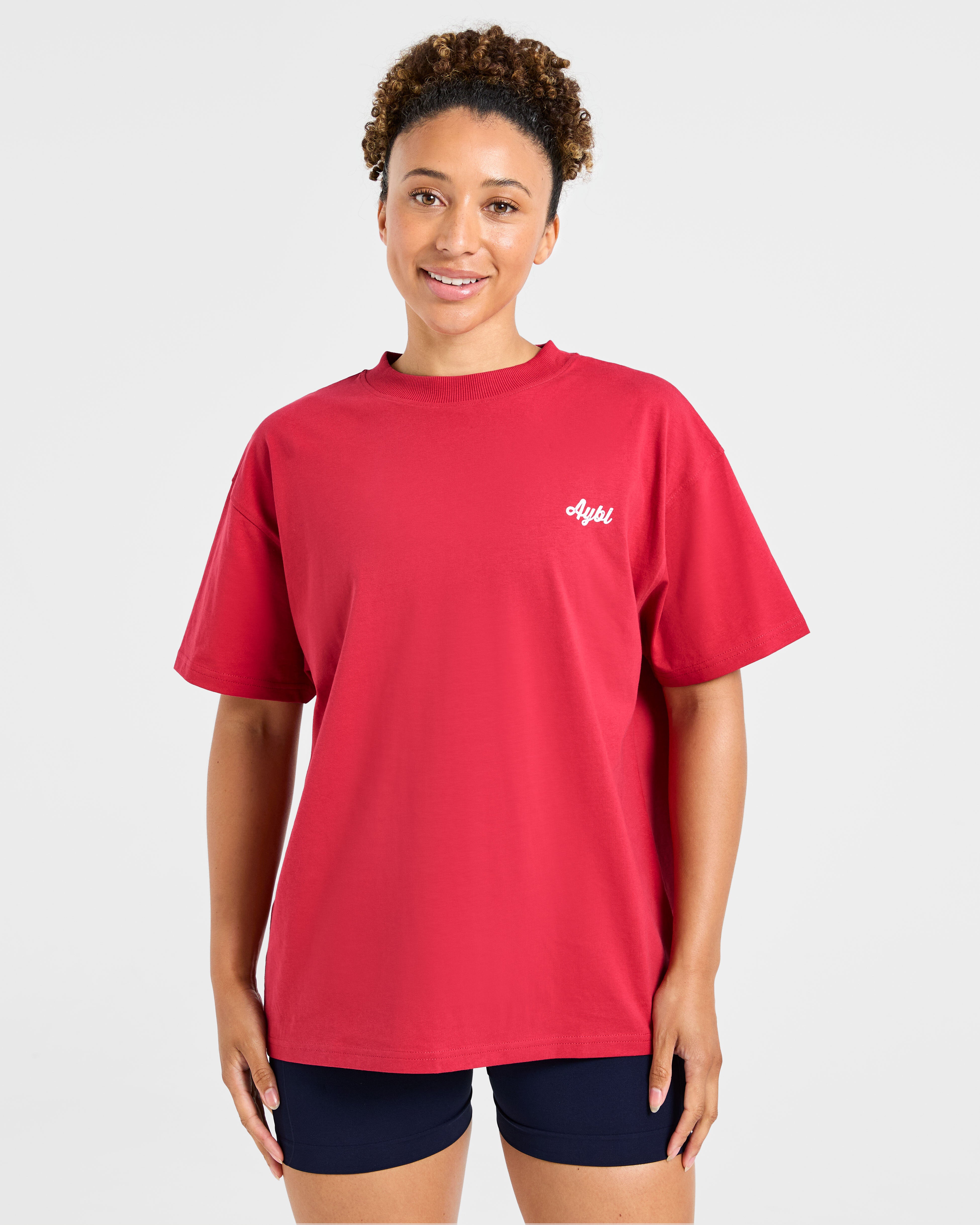 Camiseta Oversized Retro Athletics Club - Rojo/Azul