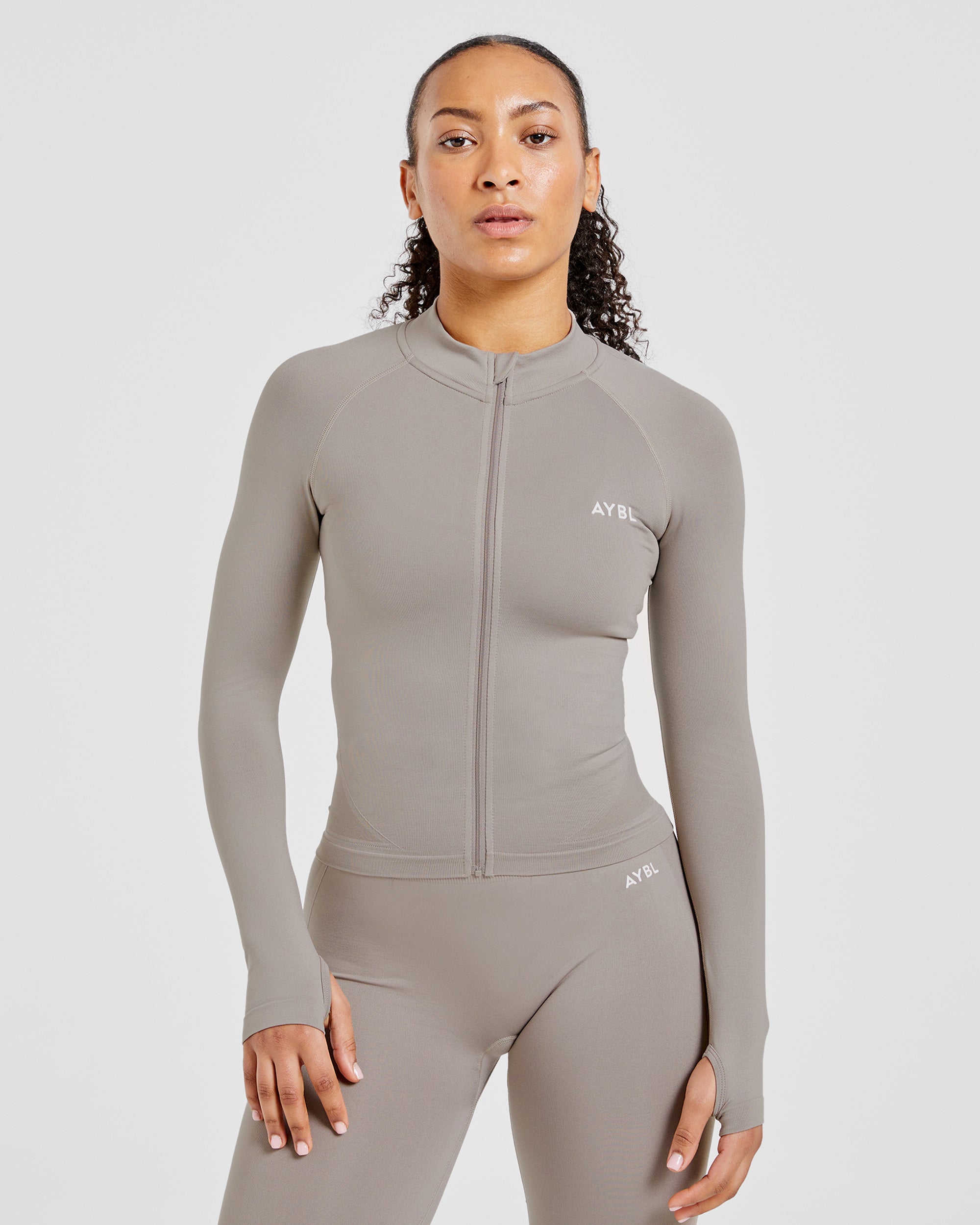 Empower Chaqueta de Cierre Completo Sin Costuras - Gris Pizarra