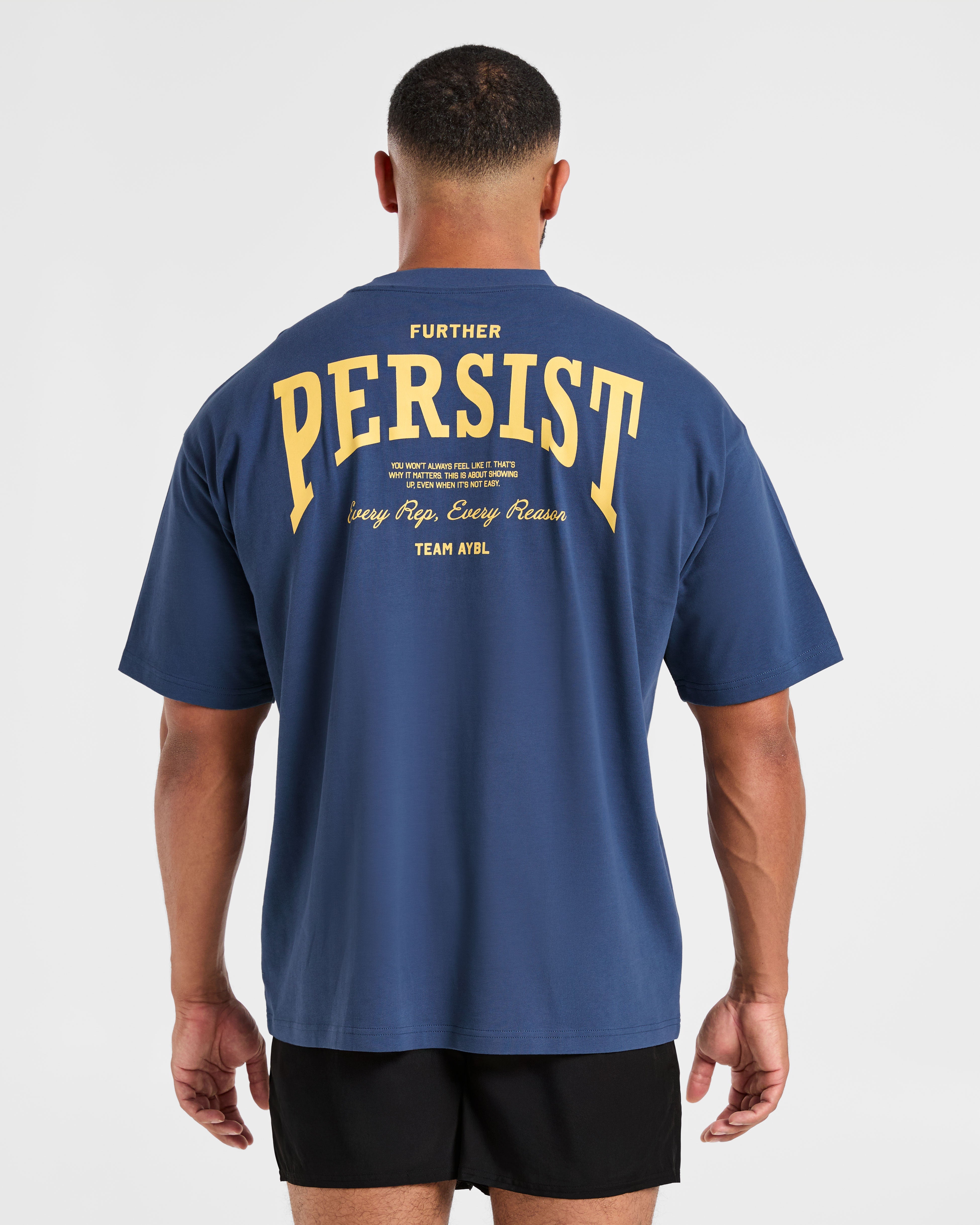 Cam Kissel x Persist Camiseta Oversized - Azul Marino Vintage