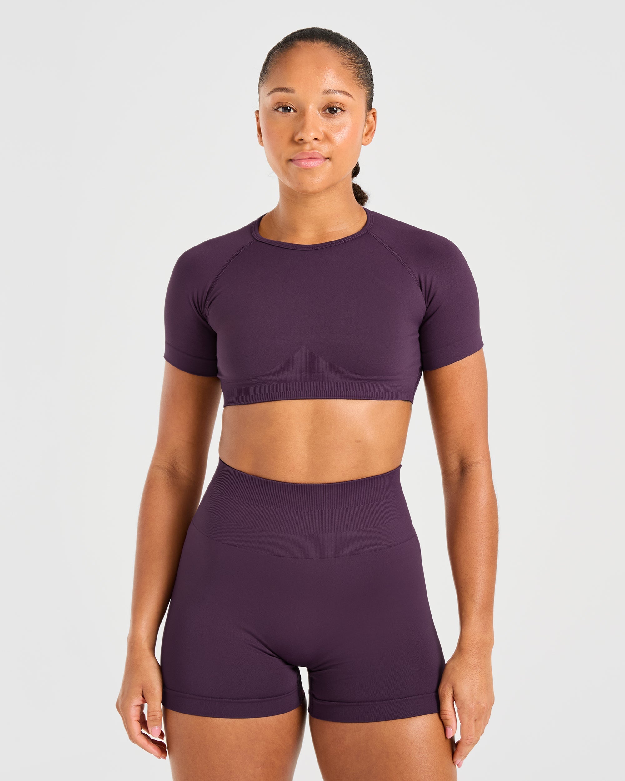 Crop Top Sin Costuras Power - Vino Tinto