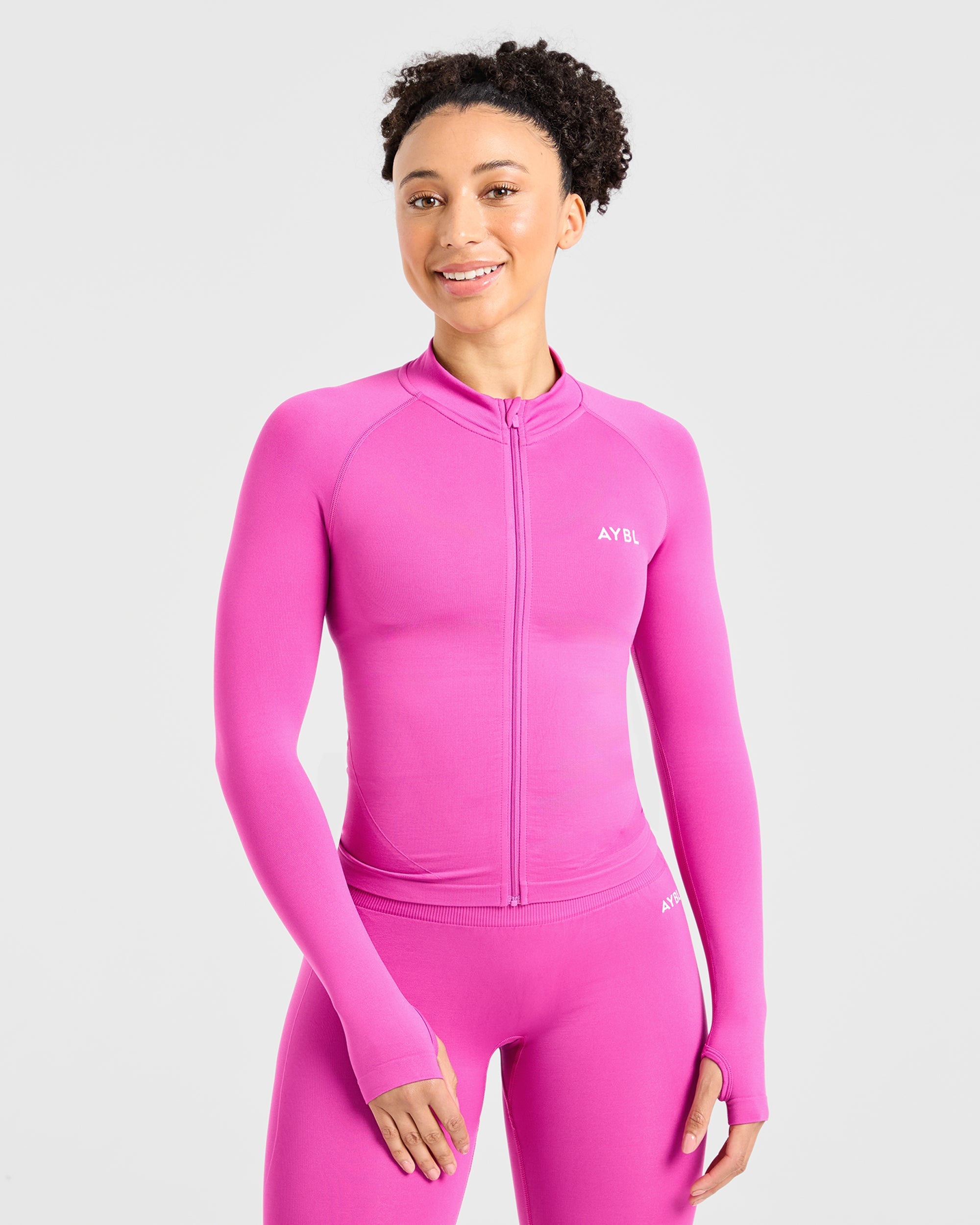 Chaqueta sin costuras con cremallera completa Empower - Magenta