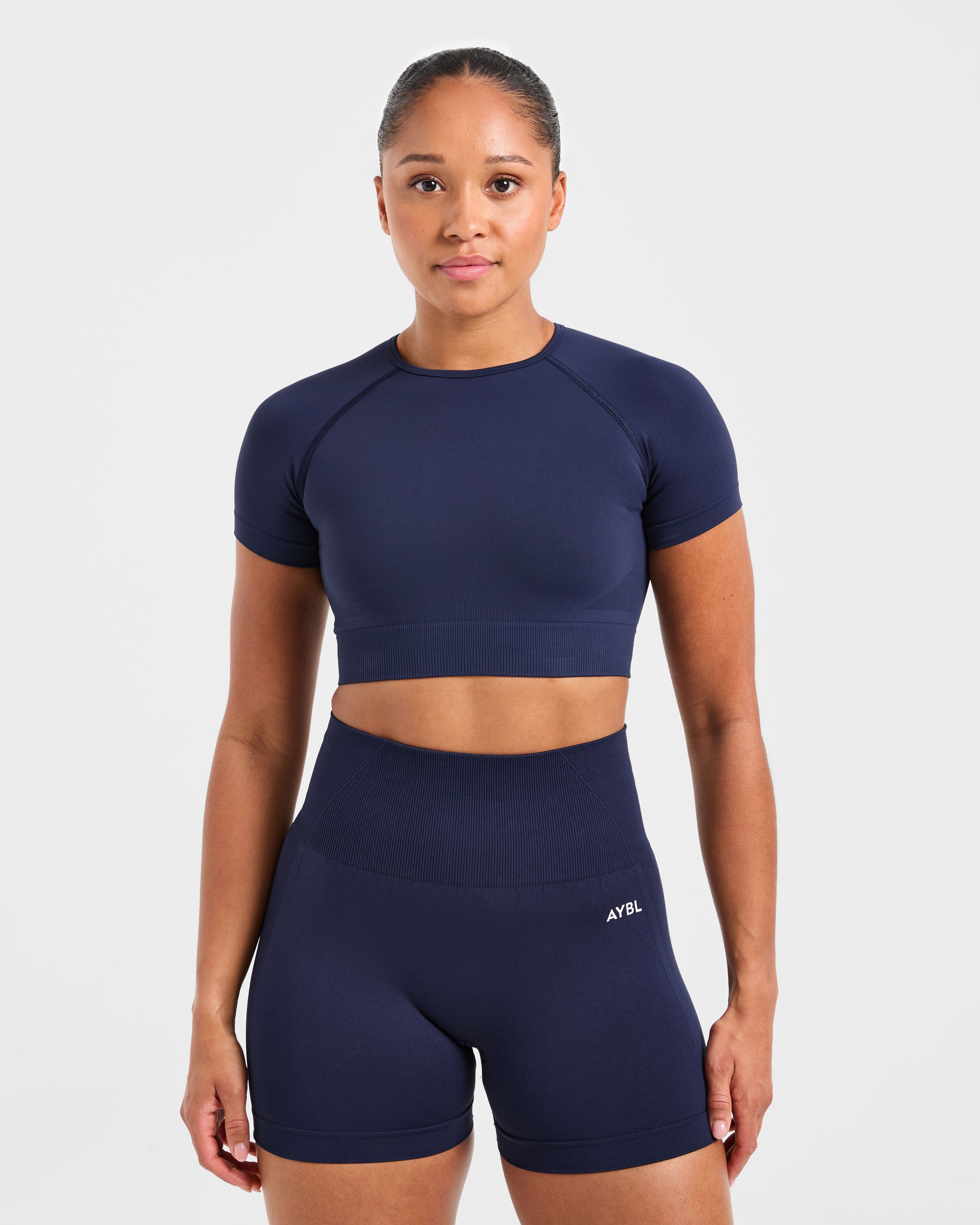 Crop Top Sin Costuras Empower - Azul Marino