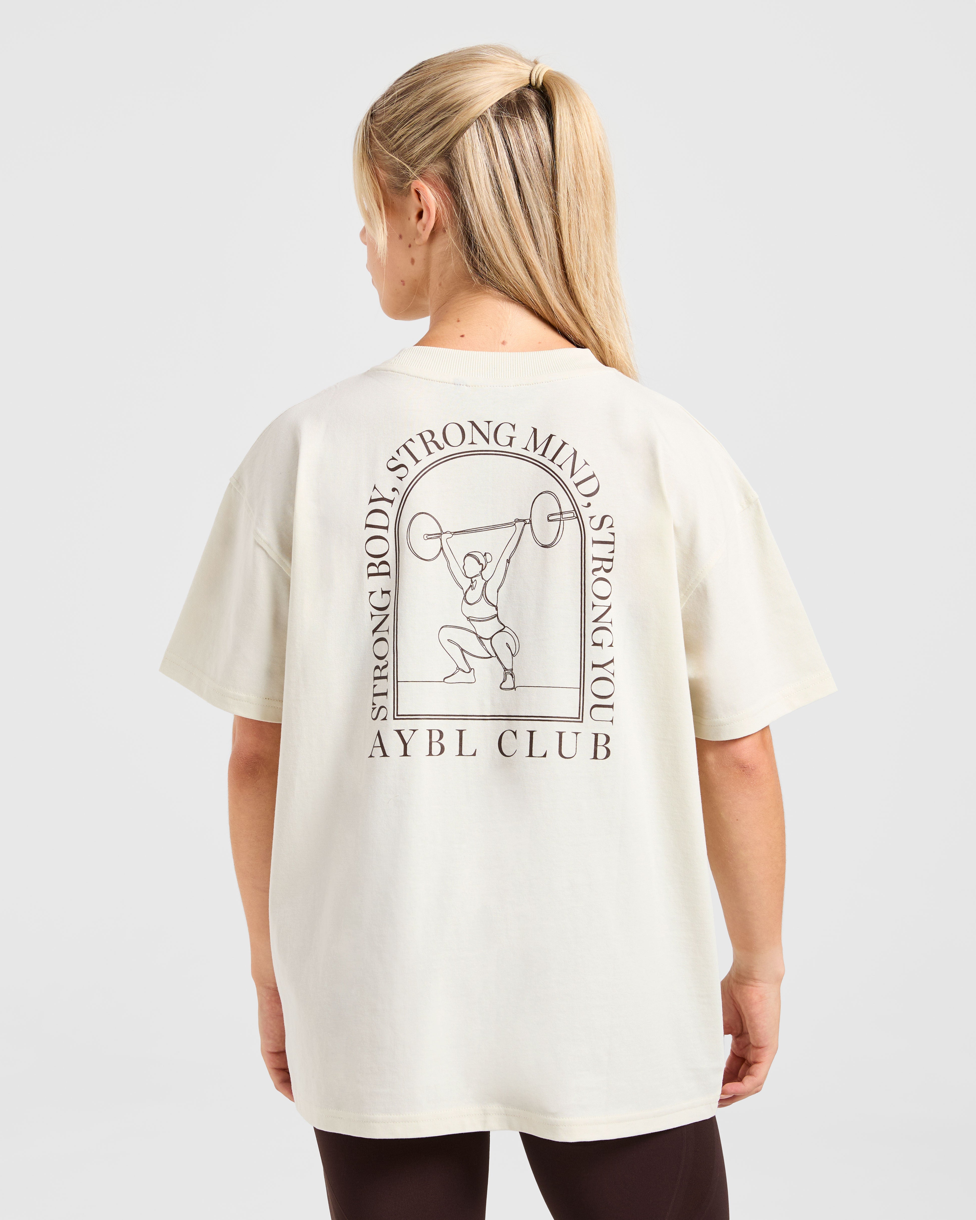 Camiseta Oversized Body, Mind, You - Beige/Marrón