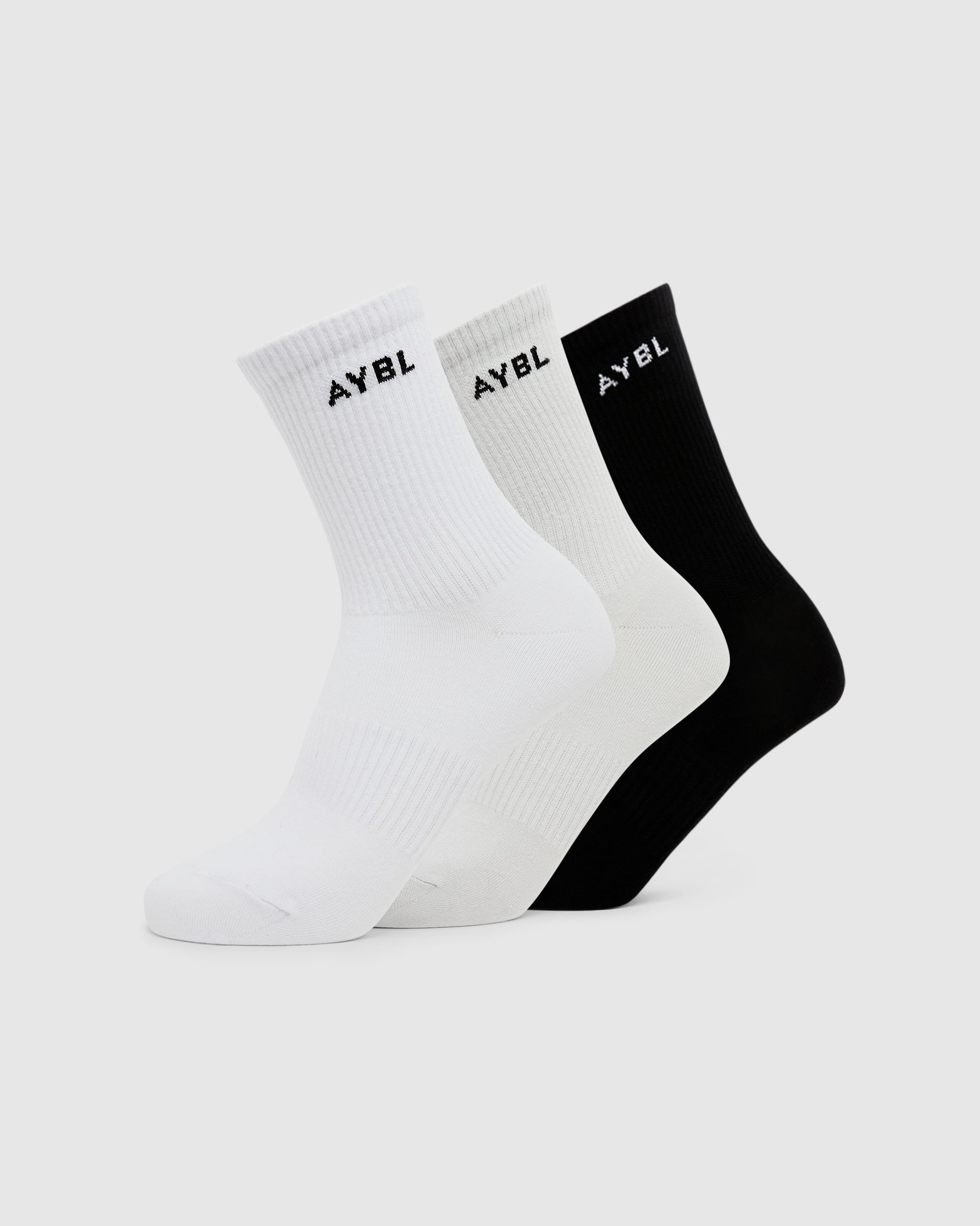 Calcetines de Equipo para el Día a Día (3 Unidades) - Negro/Blanco/Gris