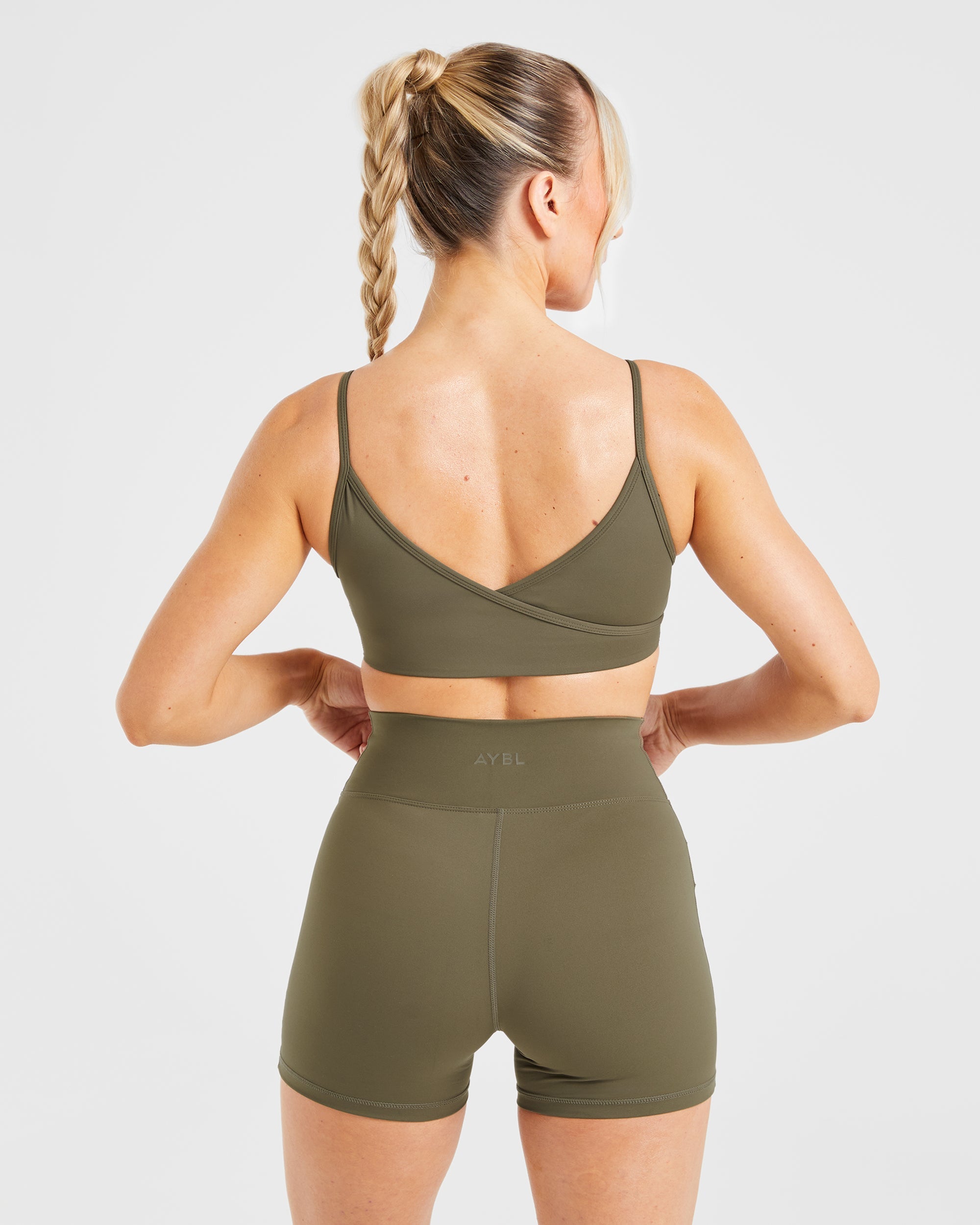 Sculpt Wrap Sports Bra - Khaki Oscuro