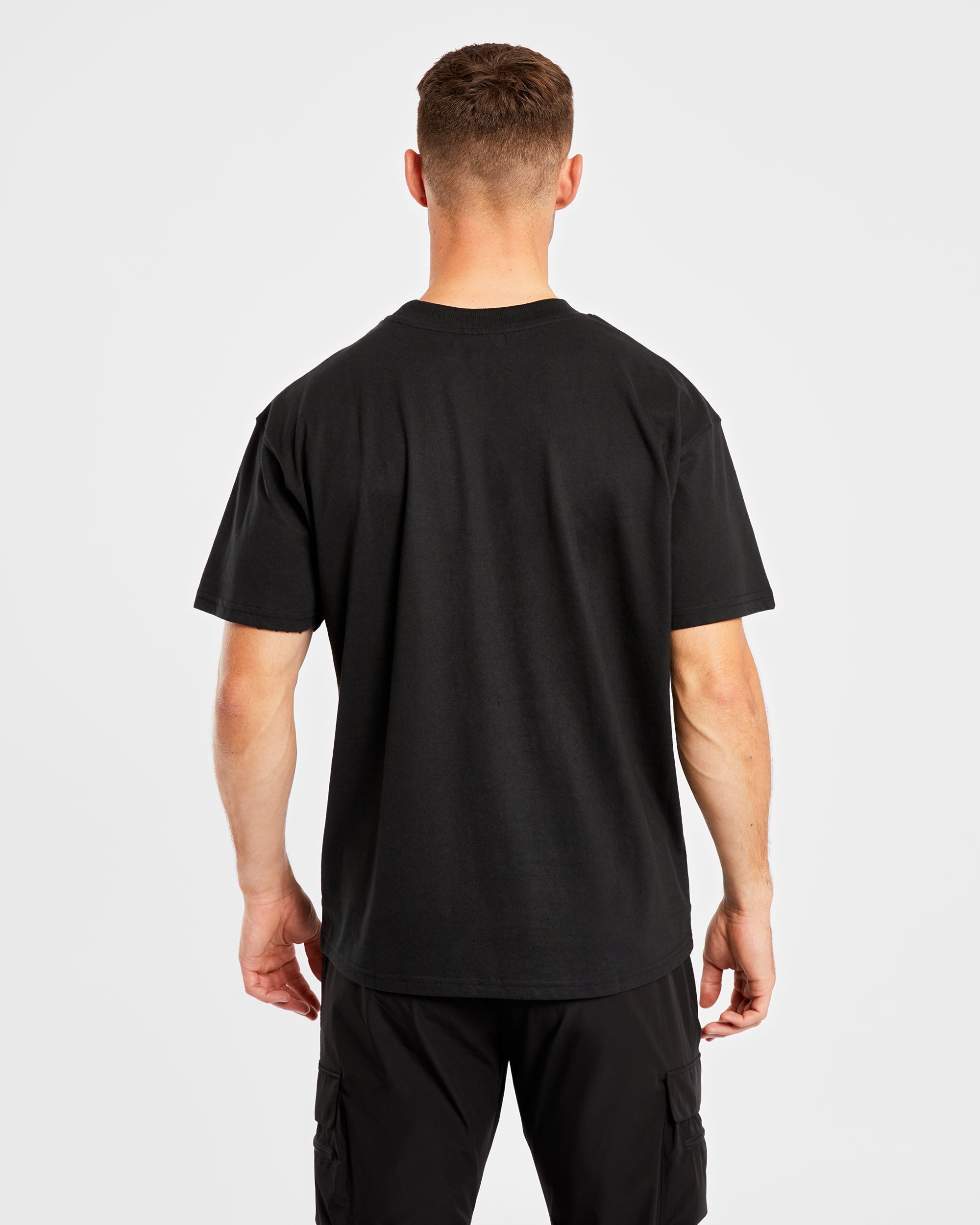 Camiseta Oversized de Varsity de Atletismo - Negro