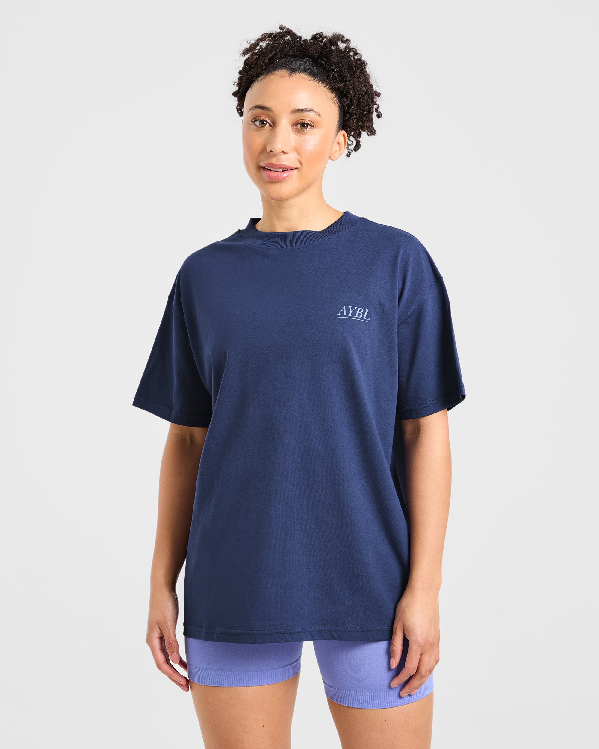 Camiseta de Ilustración de Levantamiento de Pesas - Azul