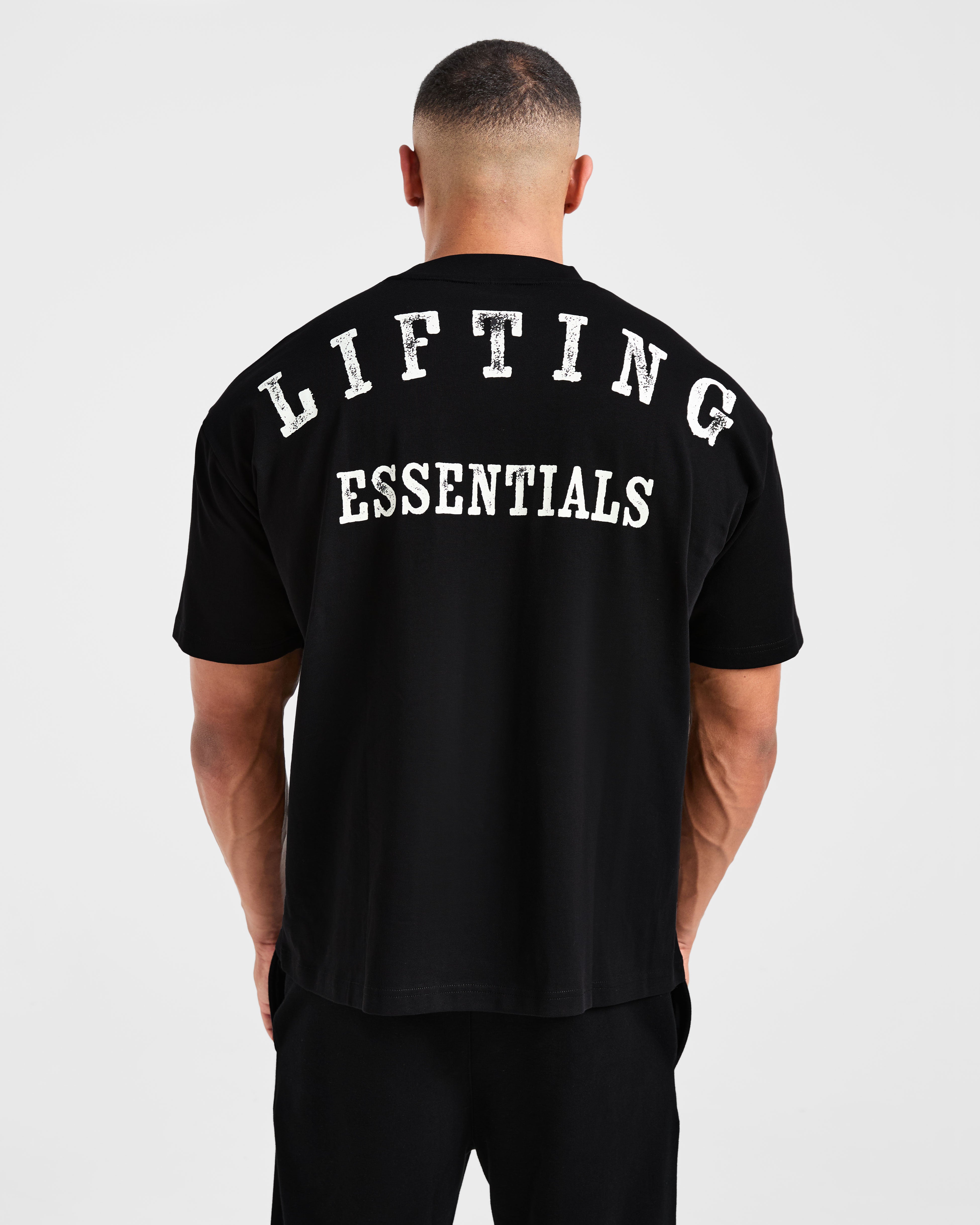 Camiseta Oversized Essentials para Levantamiento - Negro