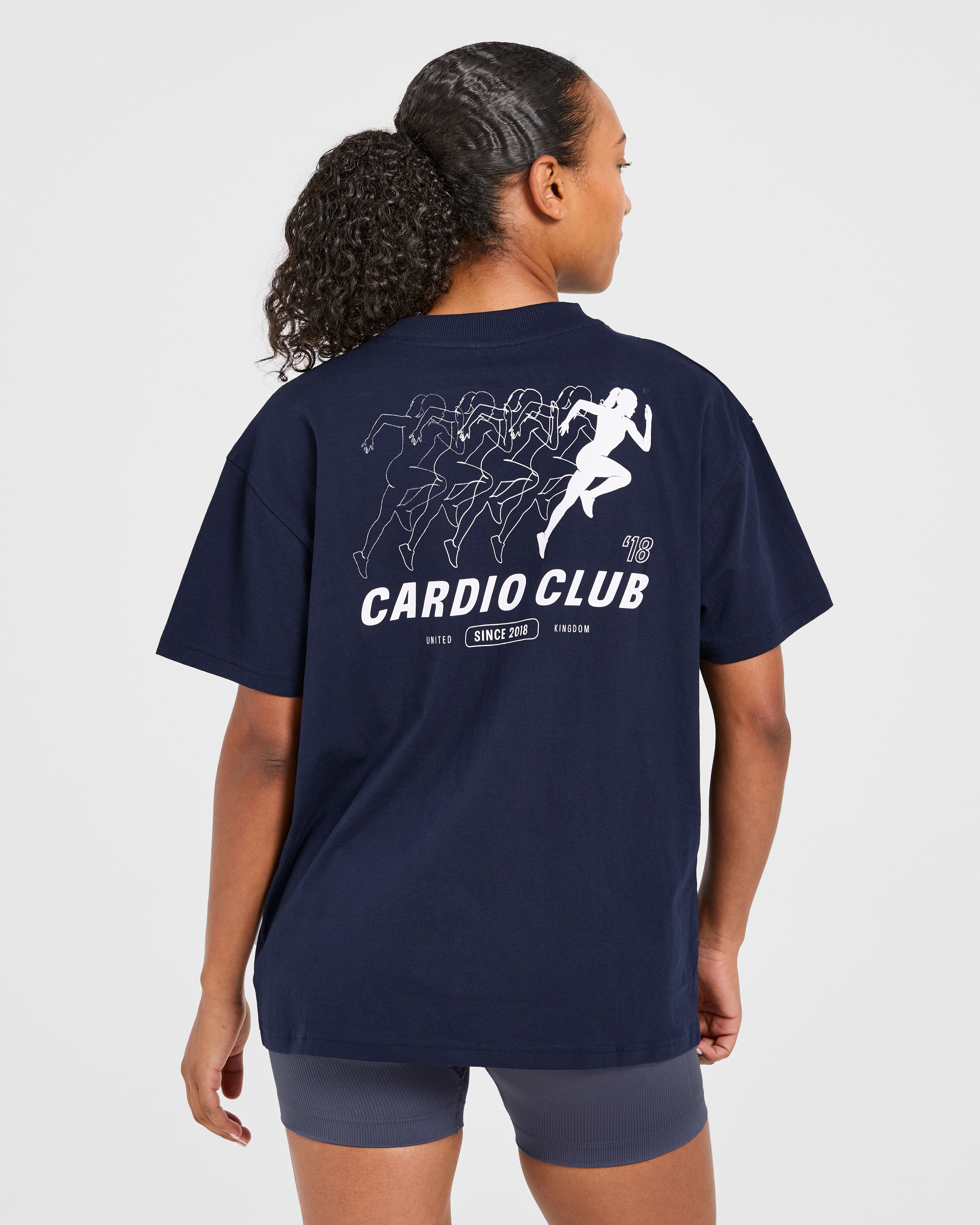 Camiseta Oversized Cardio Club - Azul marino