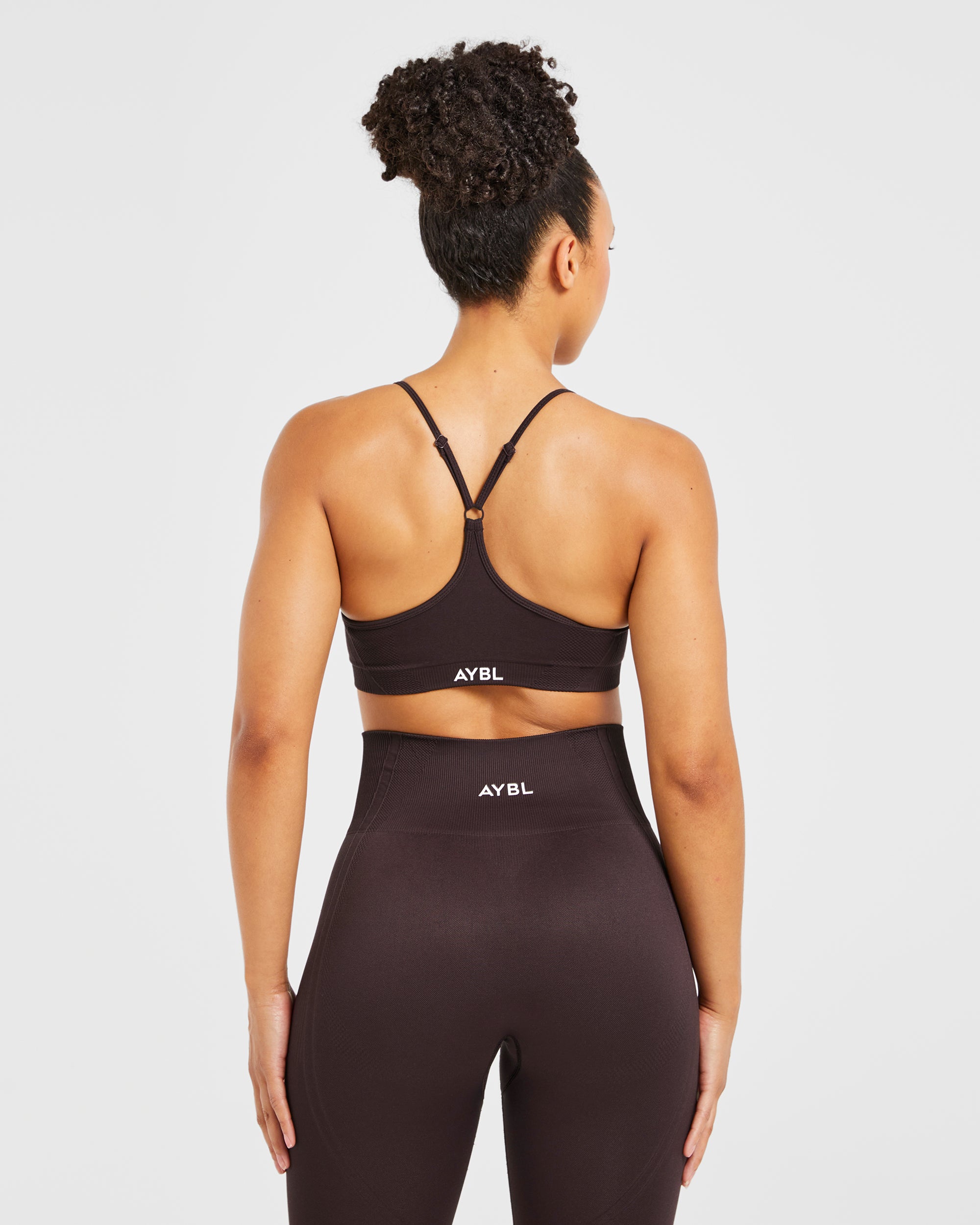 Sports Bra Sin Costuras con Tirantes Balance V3 - Marrón Oscuro