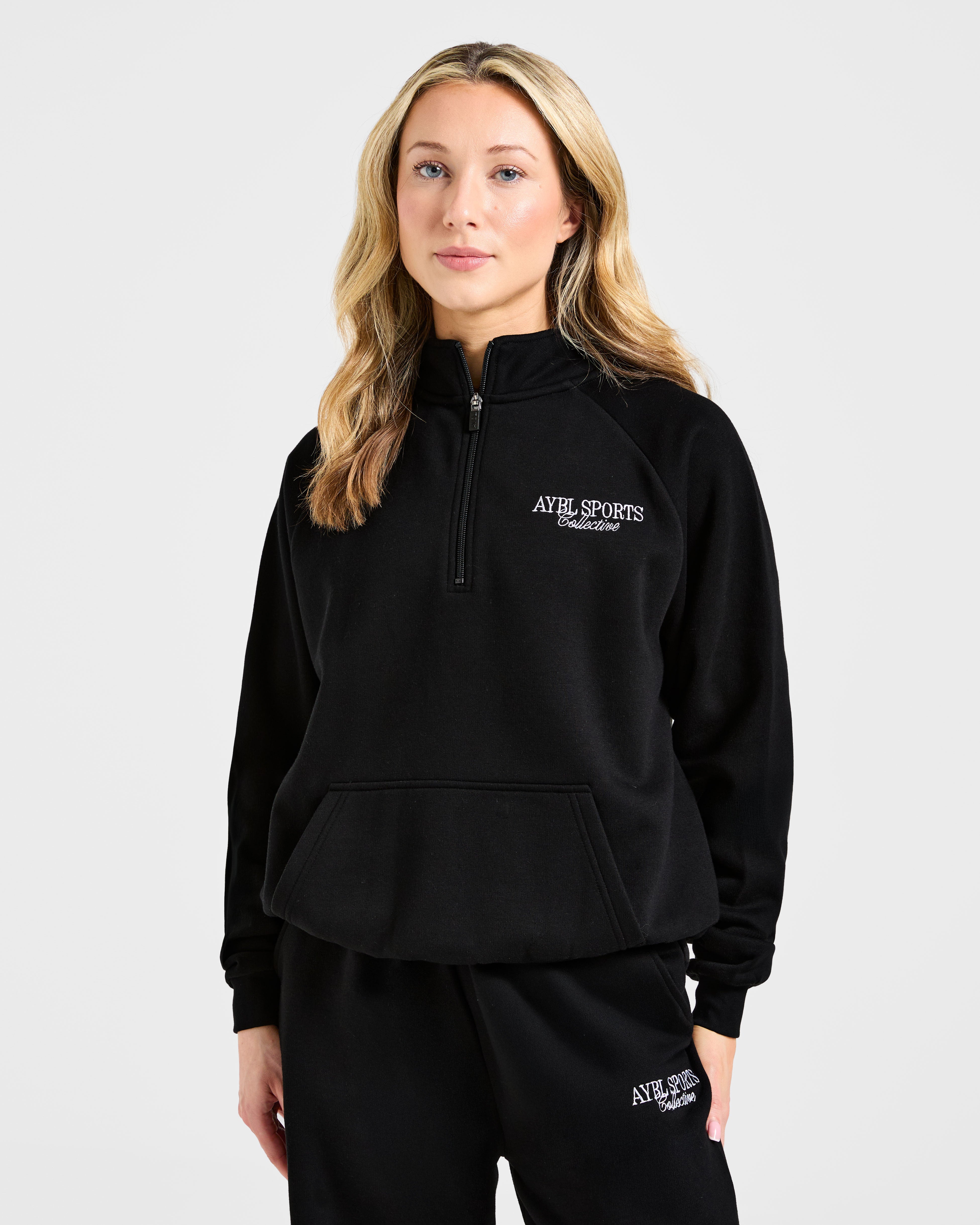 Sports Collective Pullover Oversized de 1/4 Cierre - Negro