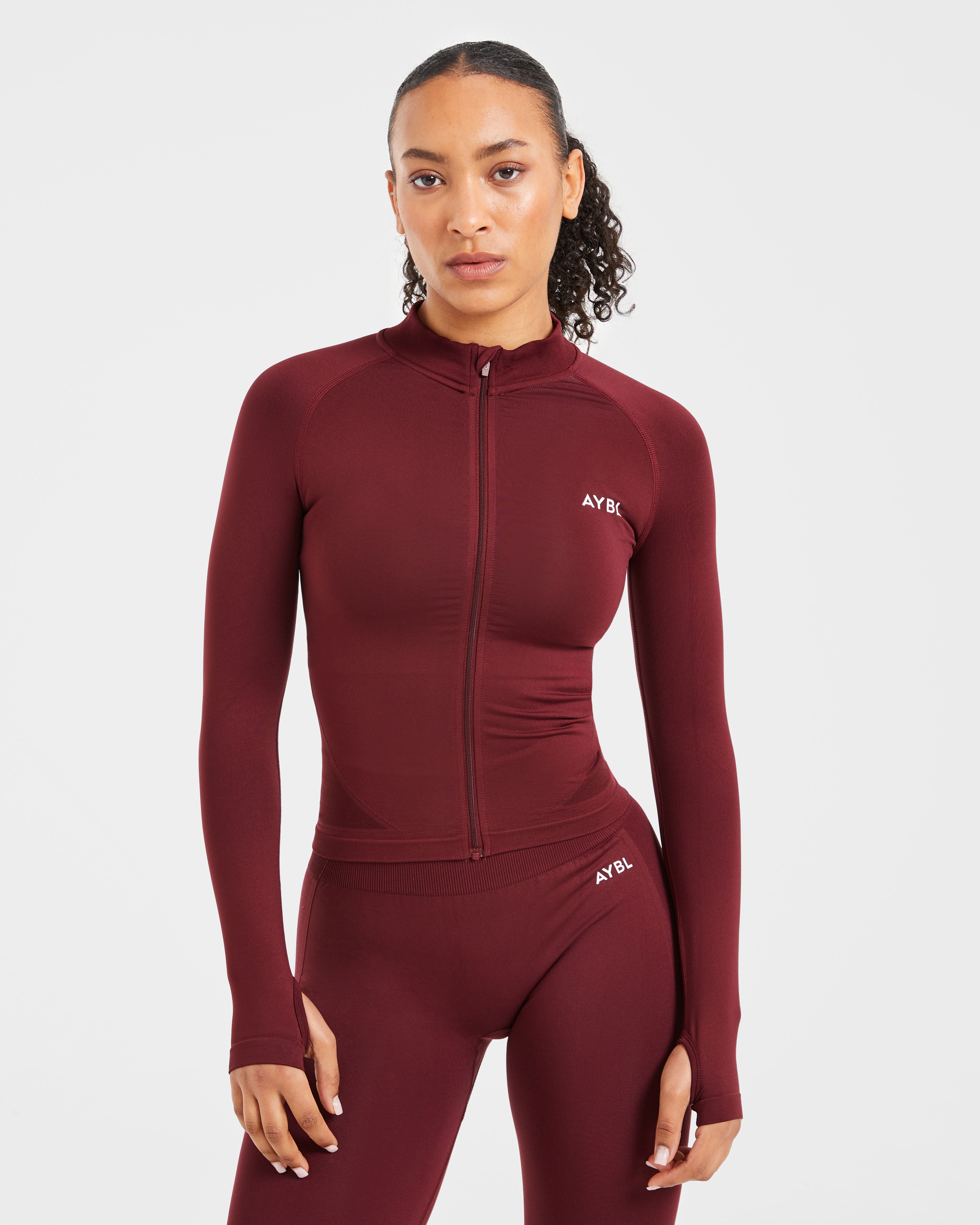 Chaqueta sin costuras con cremallera completa Empower - Vino tinto