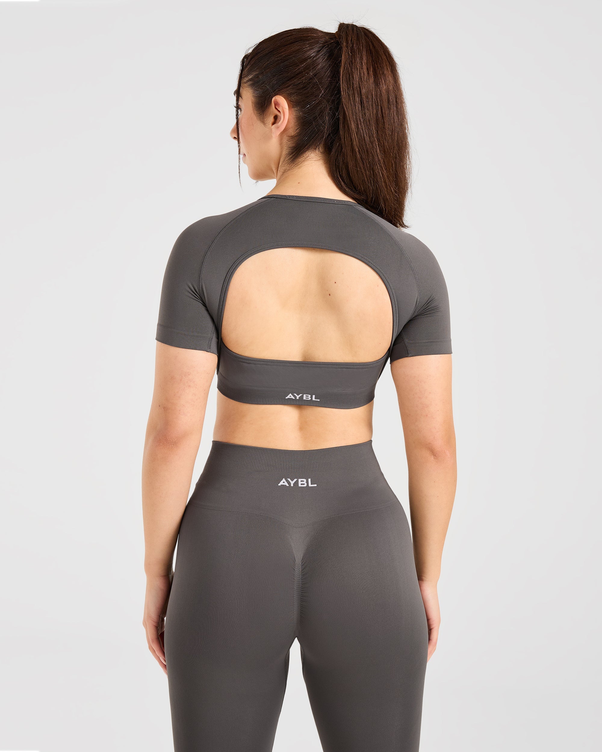Crop Top Sin Costuras Power - Gris