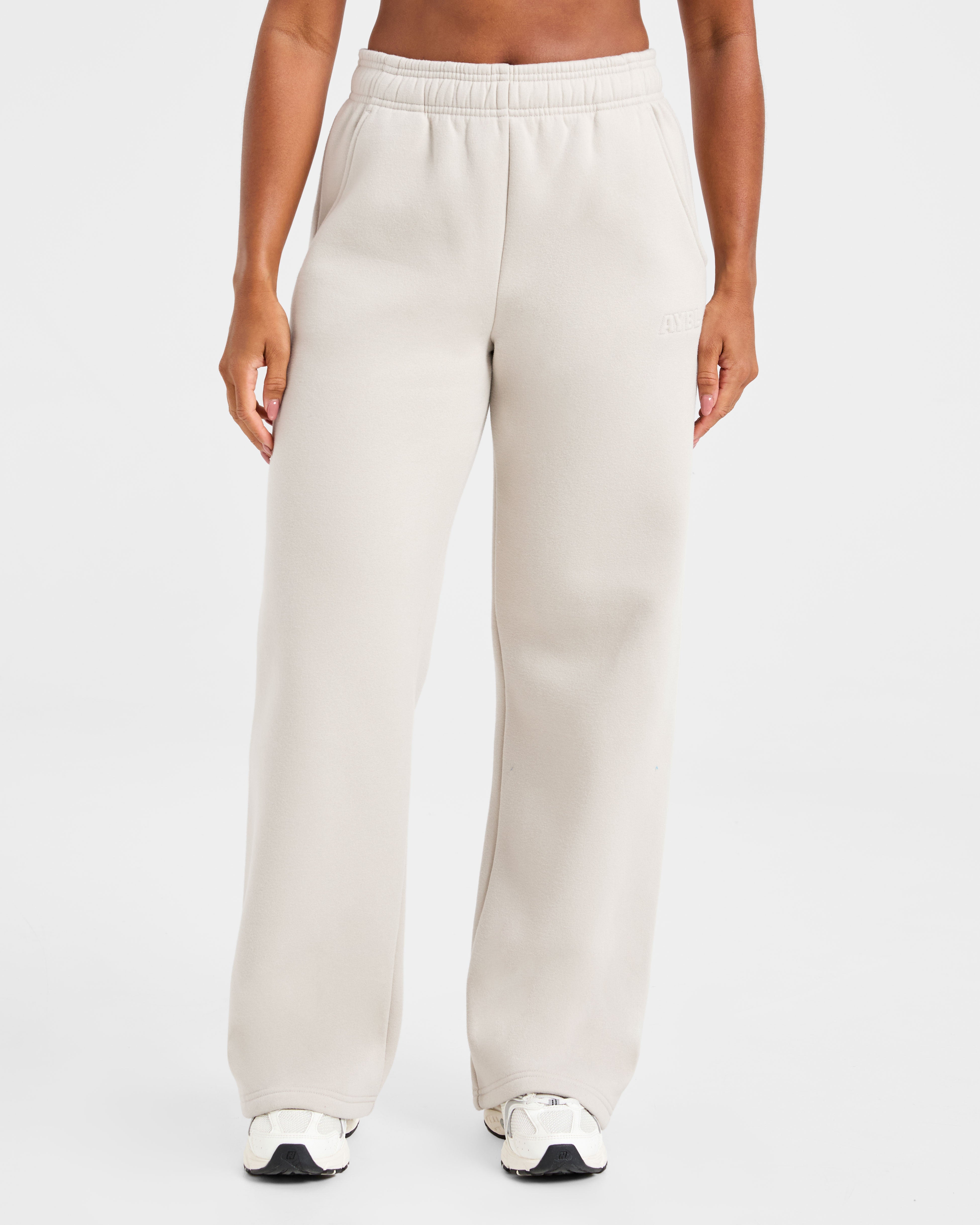 Pantalones Jogger Clásicos de Felpa Amplios de Pierna Recta - Arena