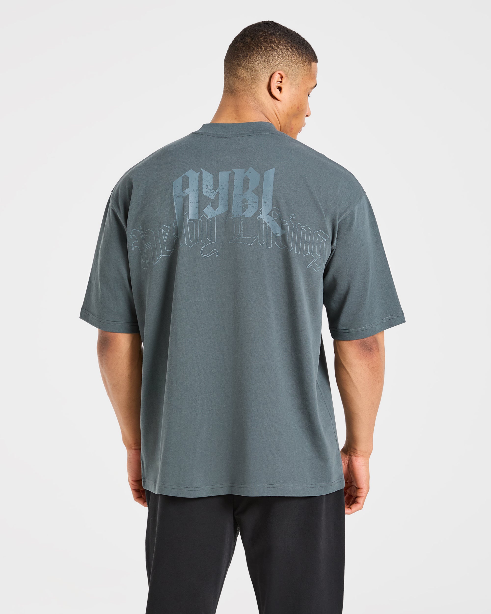 Camiseta Oversized Gótica para Levantamiento Pesado - Pizarra Hierro