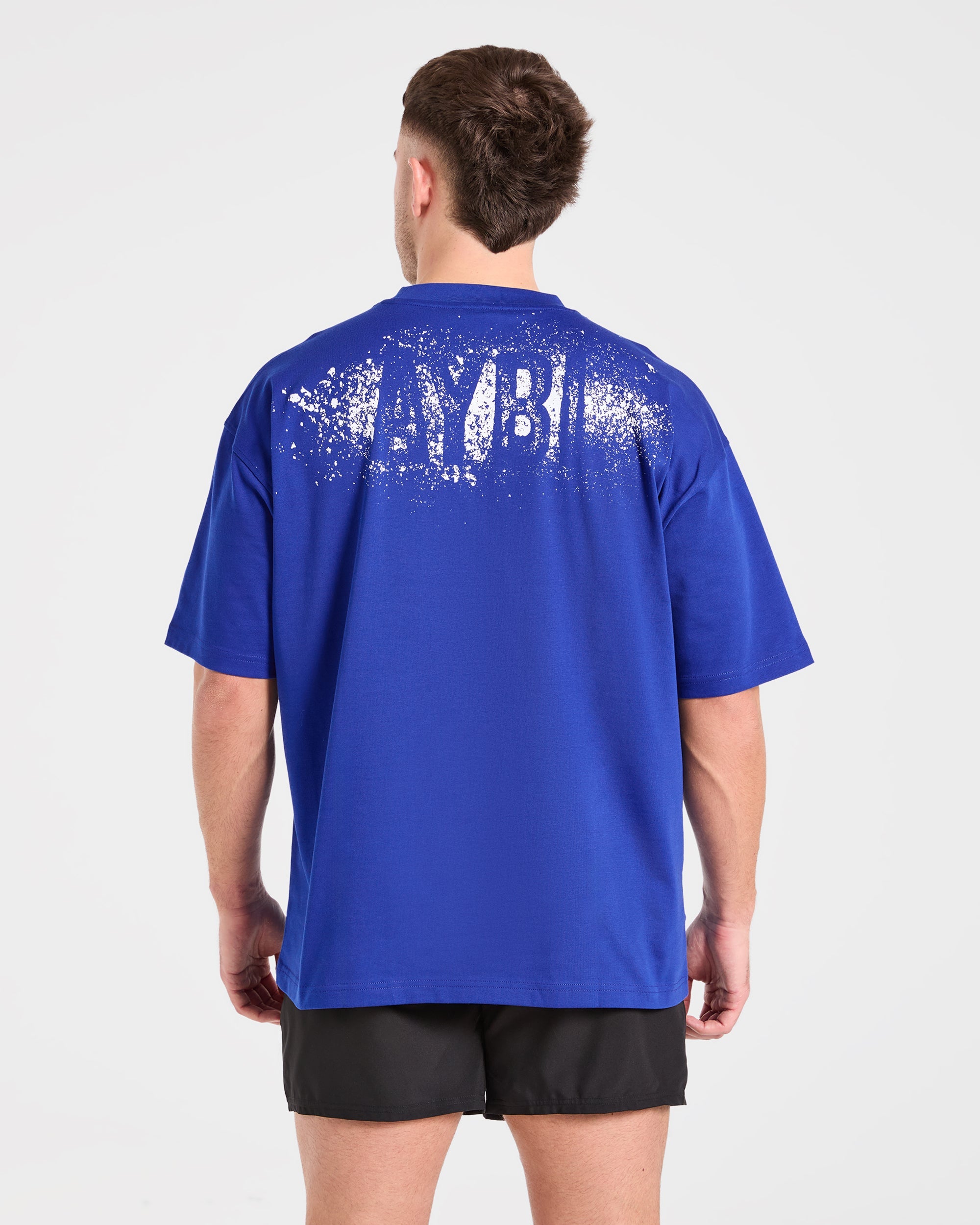 Camiseta Oversized de Tiza para Gimnasio - Azul Cobalto
