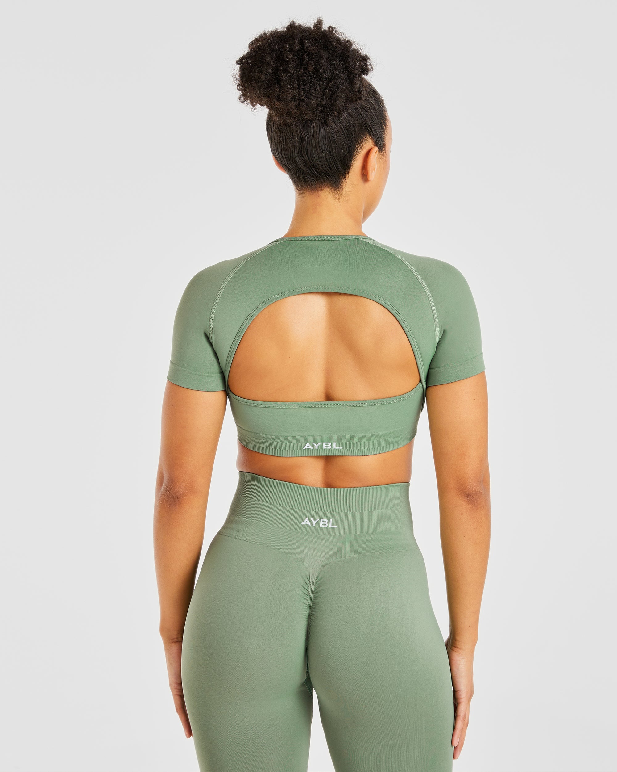 Crop Top Sin Costuras Power - Oliva