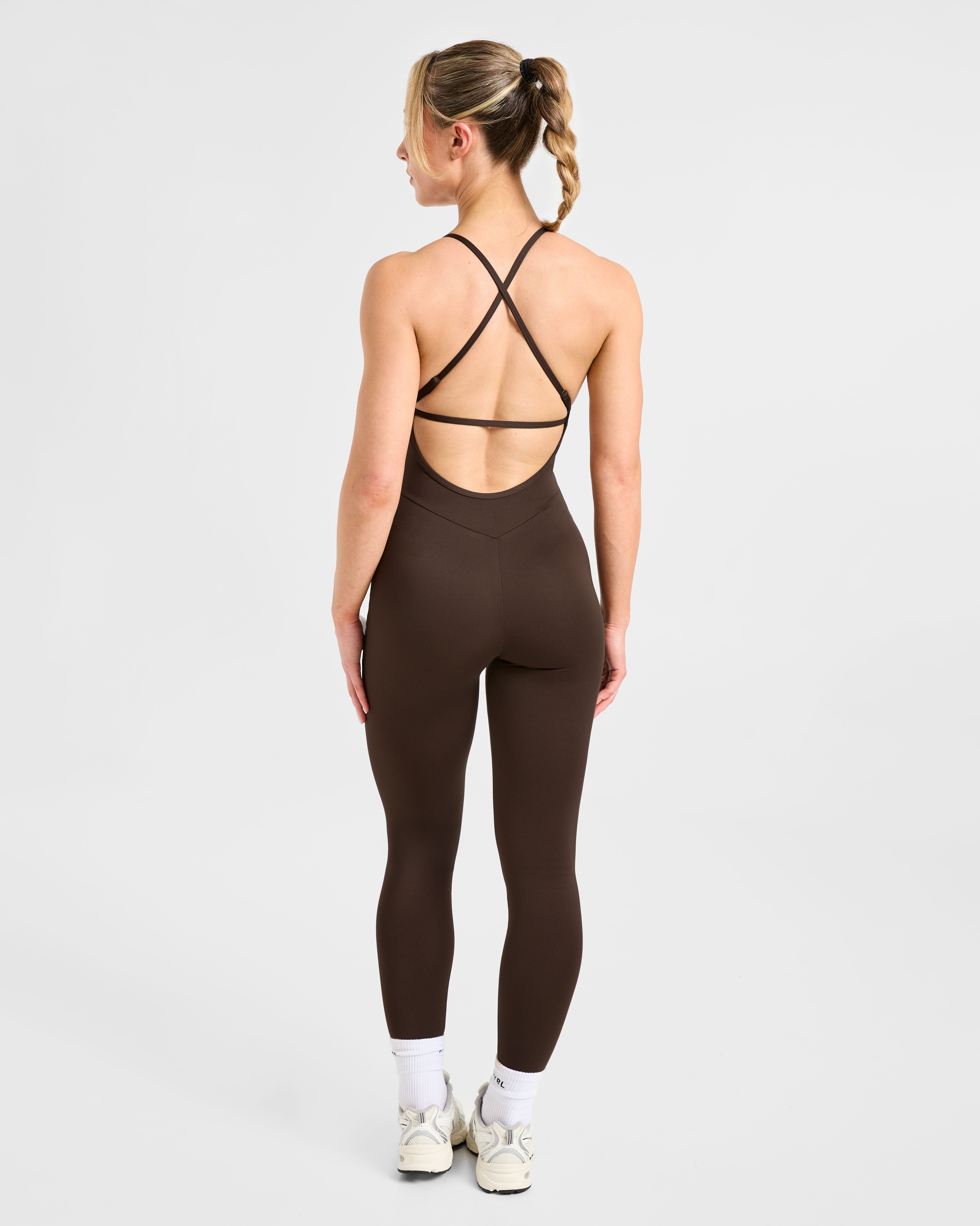 Leggings Sculpt Backless Todo en Uno - Marrón Cocoa Profundo