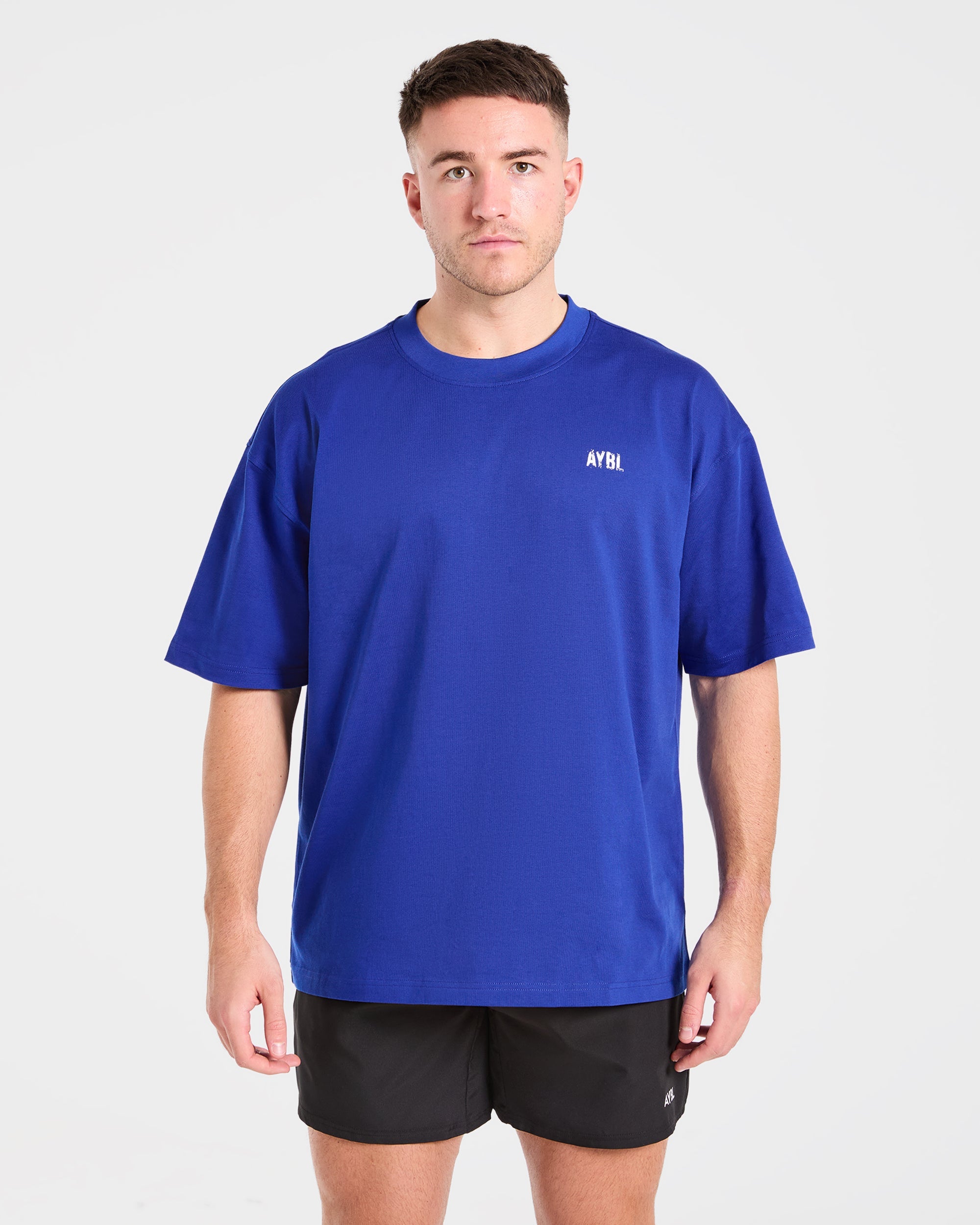 Camiseta Oversized de Tiza para Gimnasio - Azul Cobalto