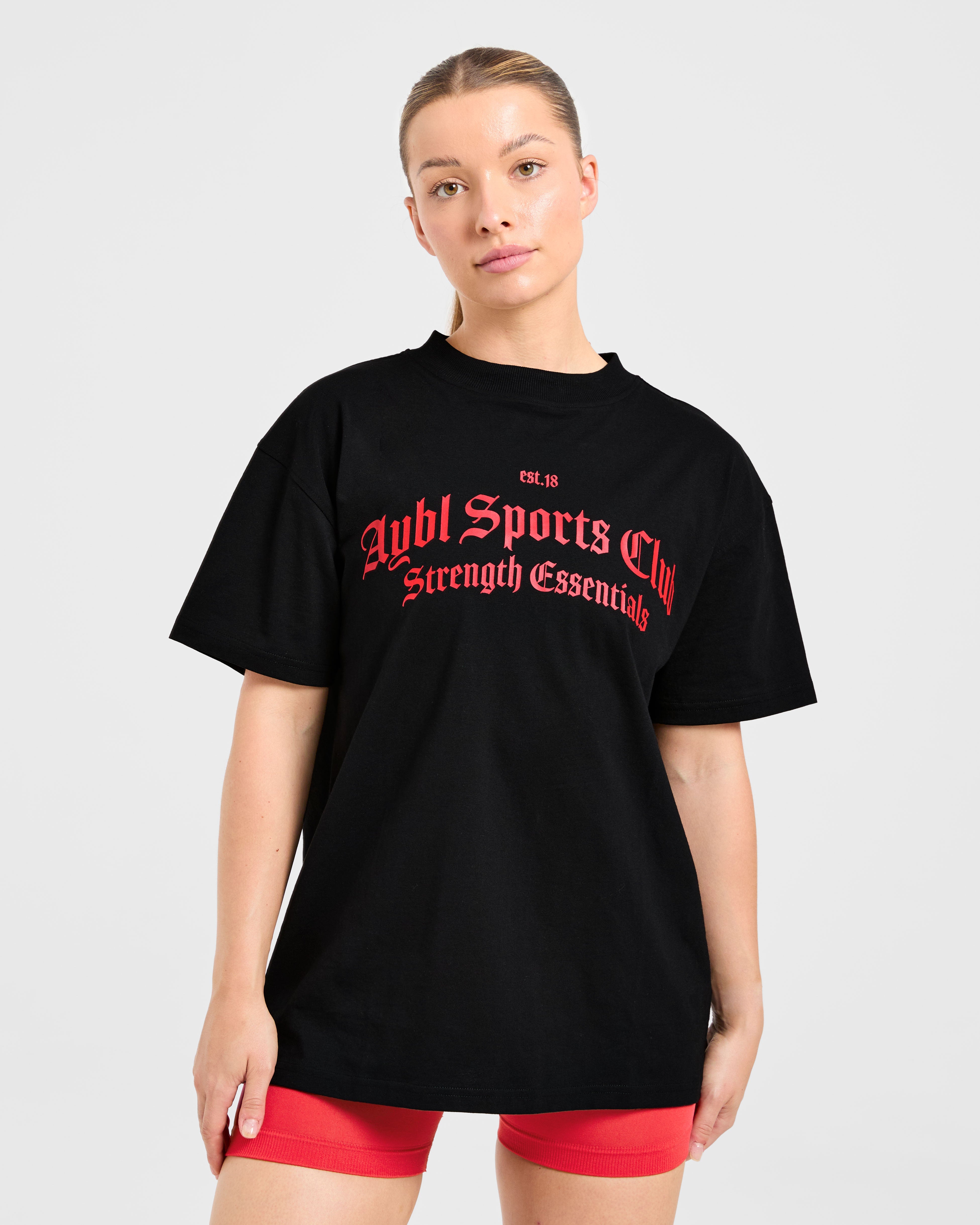 Camiseta Oversized Gothic de Sports Club - Negro/Rojo