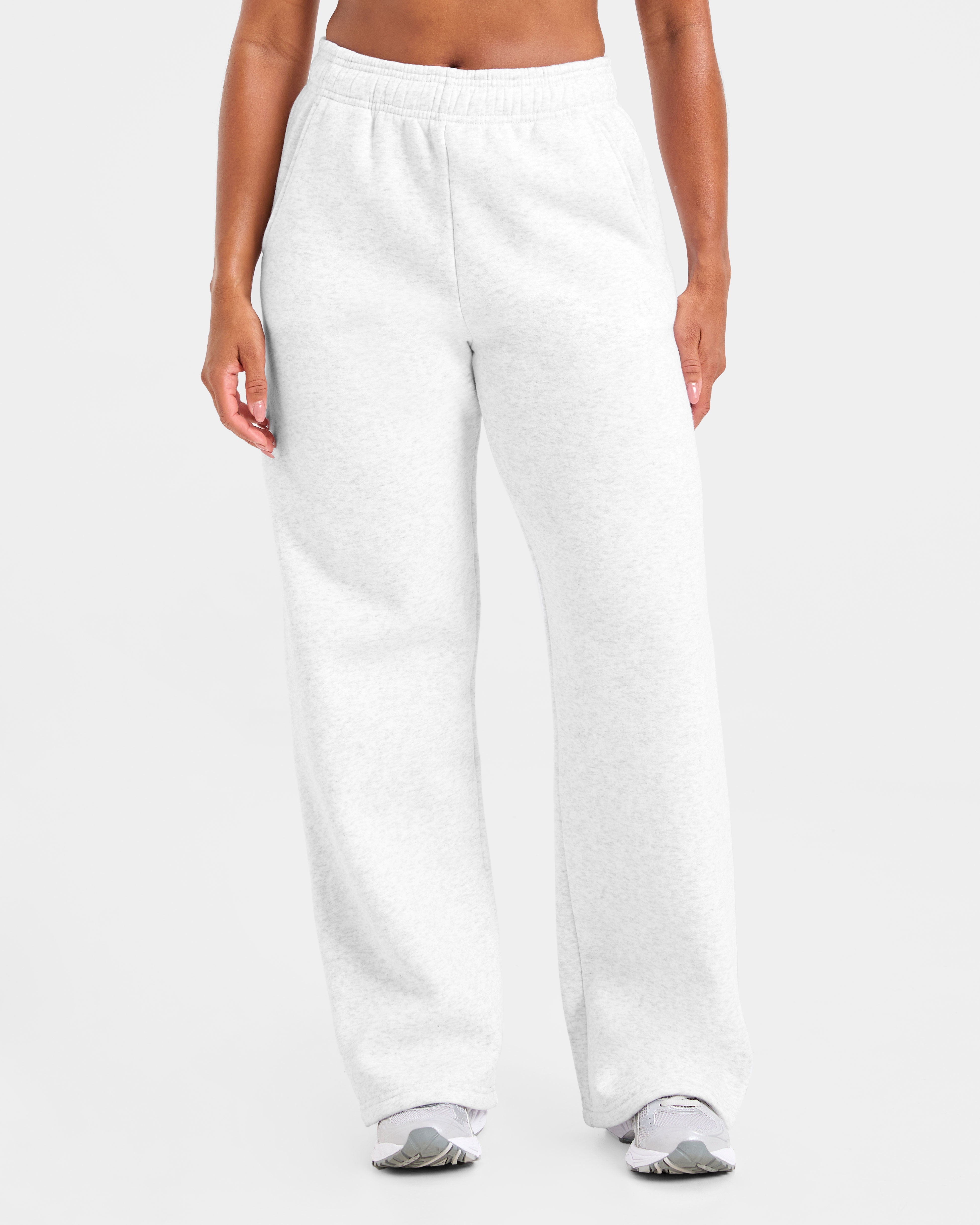 Pantalones Jogger Clásicos de Algodón Suave con Pierna Recta - Gris Lágrima
