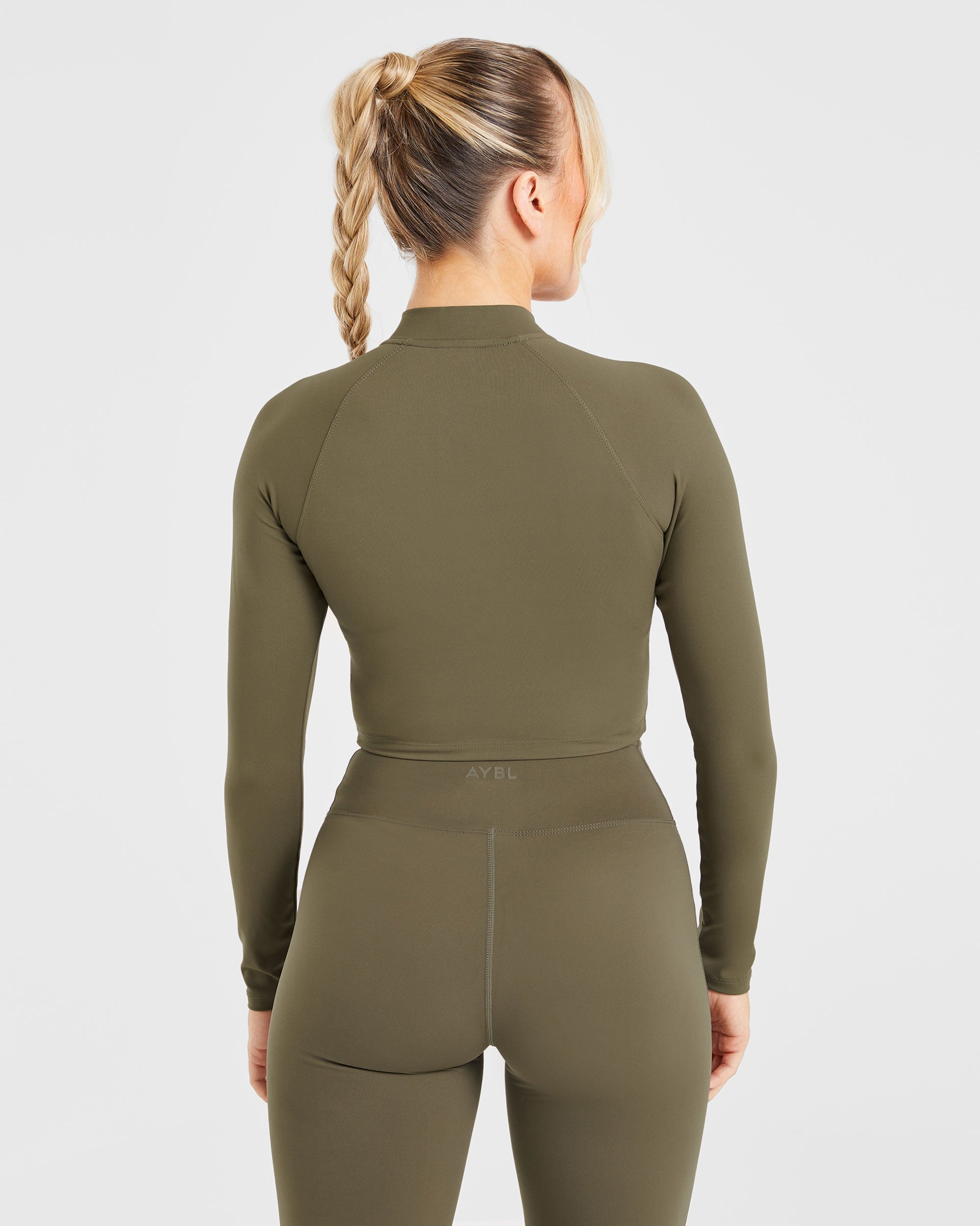 Chaqueta Wrap con Cremallera - Khaki Oscuro
