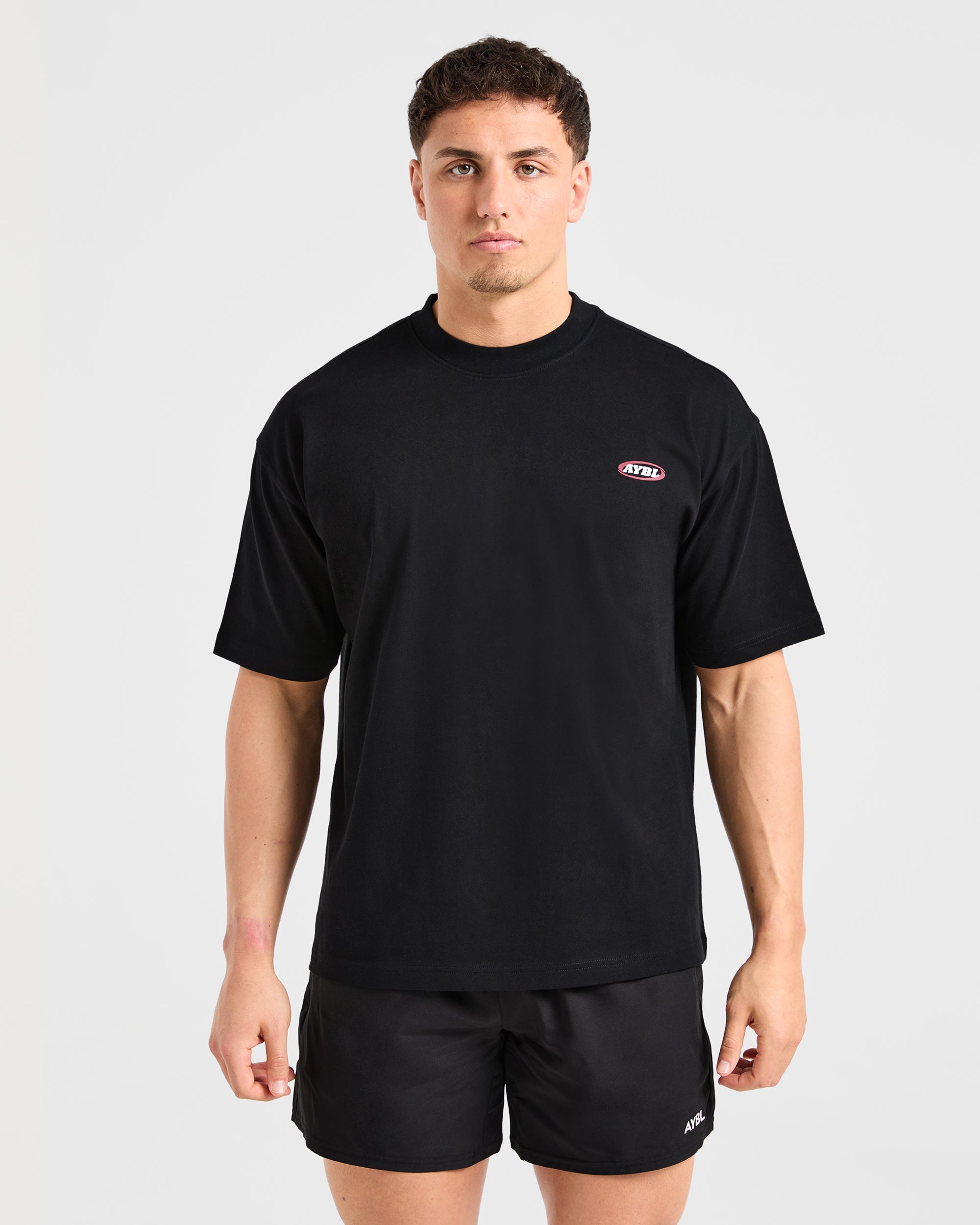 Camiseta Oversized con Estampado Athletics - Negro
