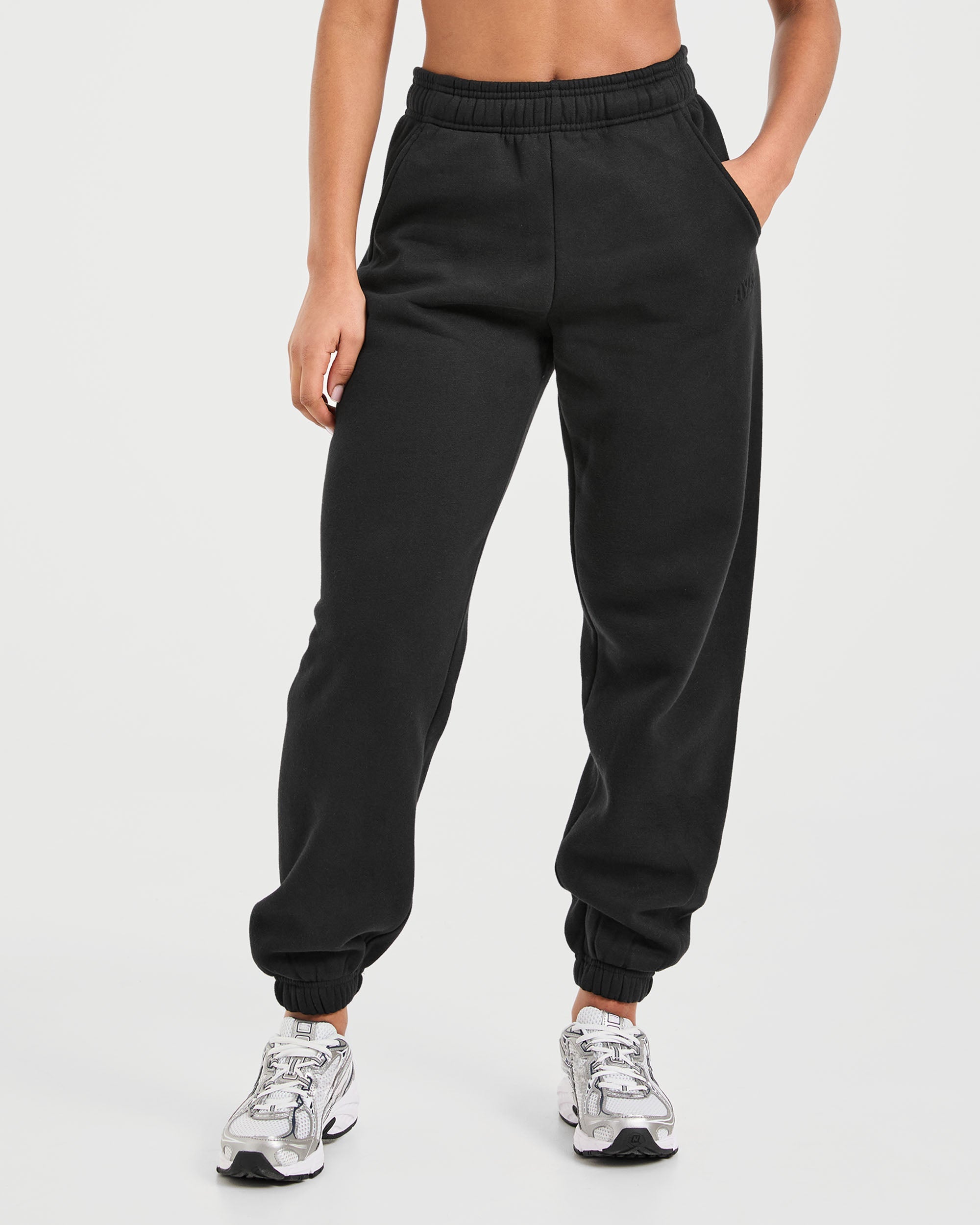 Pantalones Jogger Clásicos de Felpa Grande - Negro