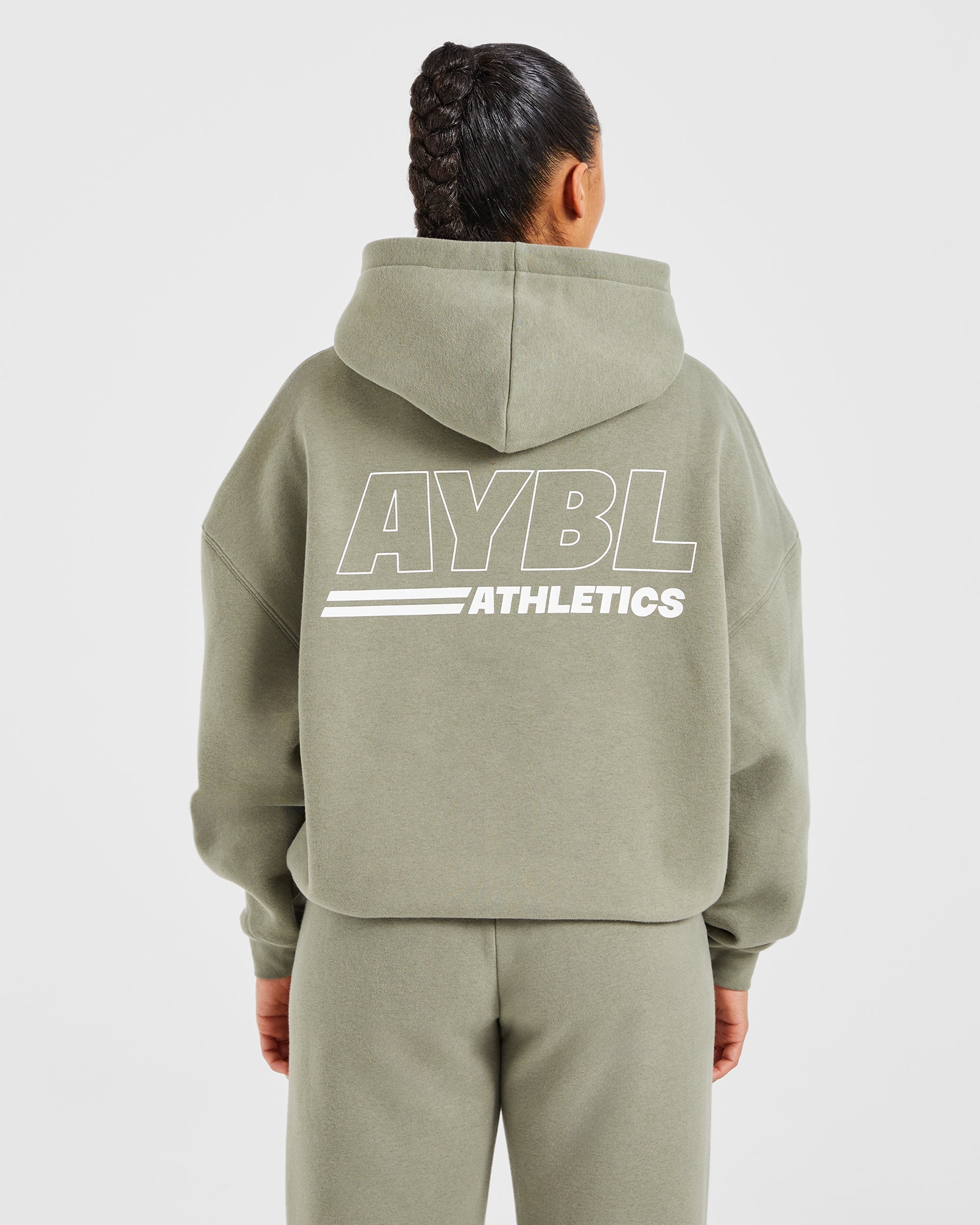 Sudadera Oversized de Pista Deportiva - Olivo Apagado