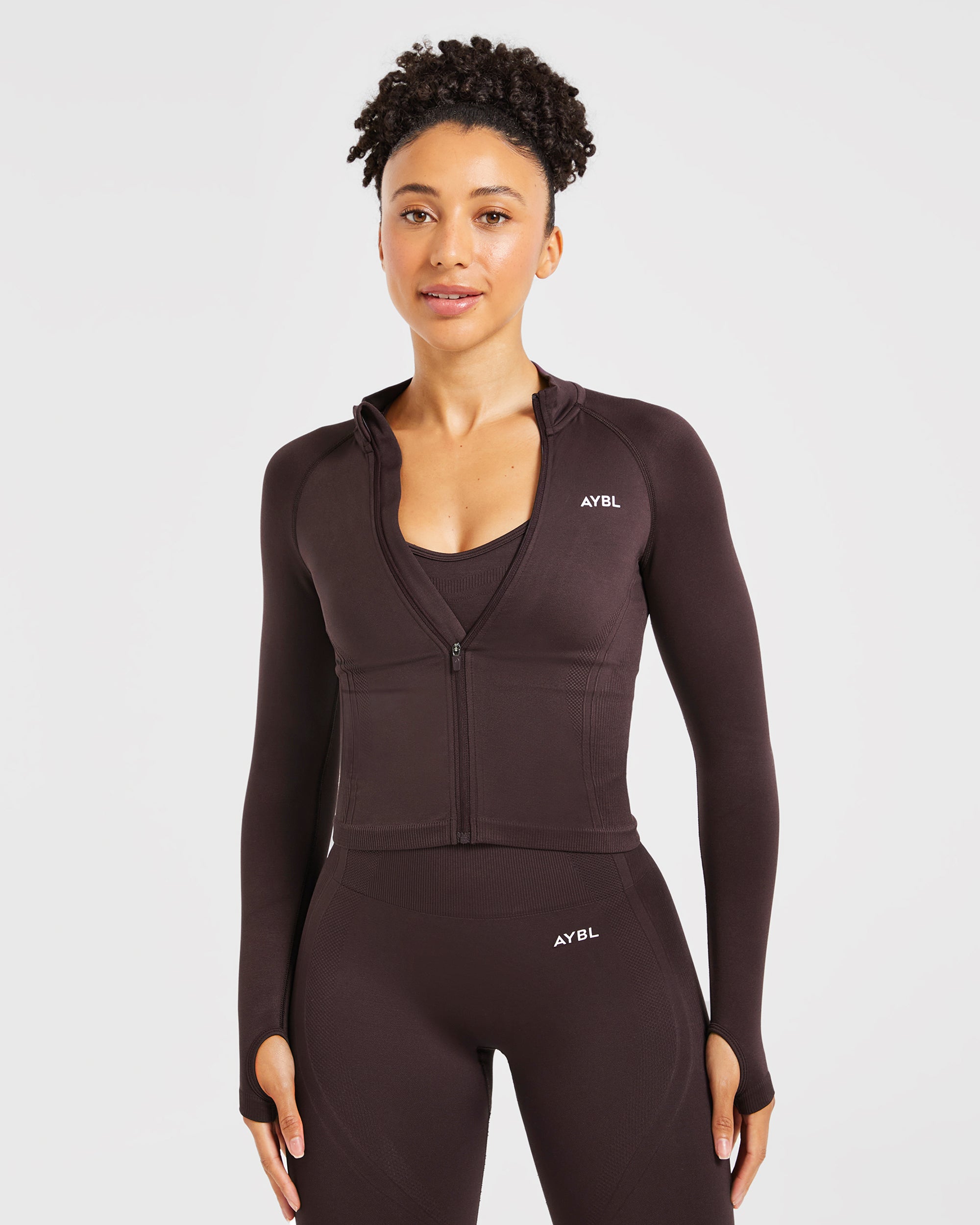 Chaqueta sin costuras con cremallera Balance V3 - Marrón oscuro
