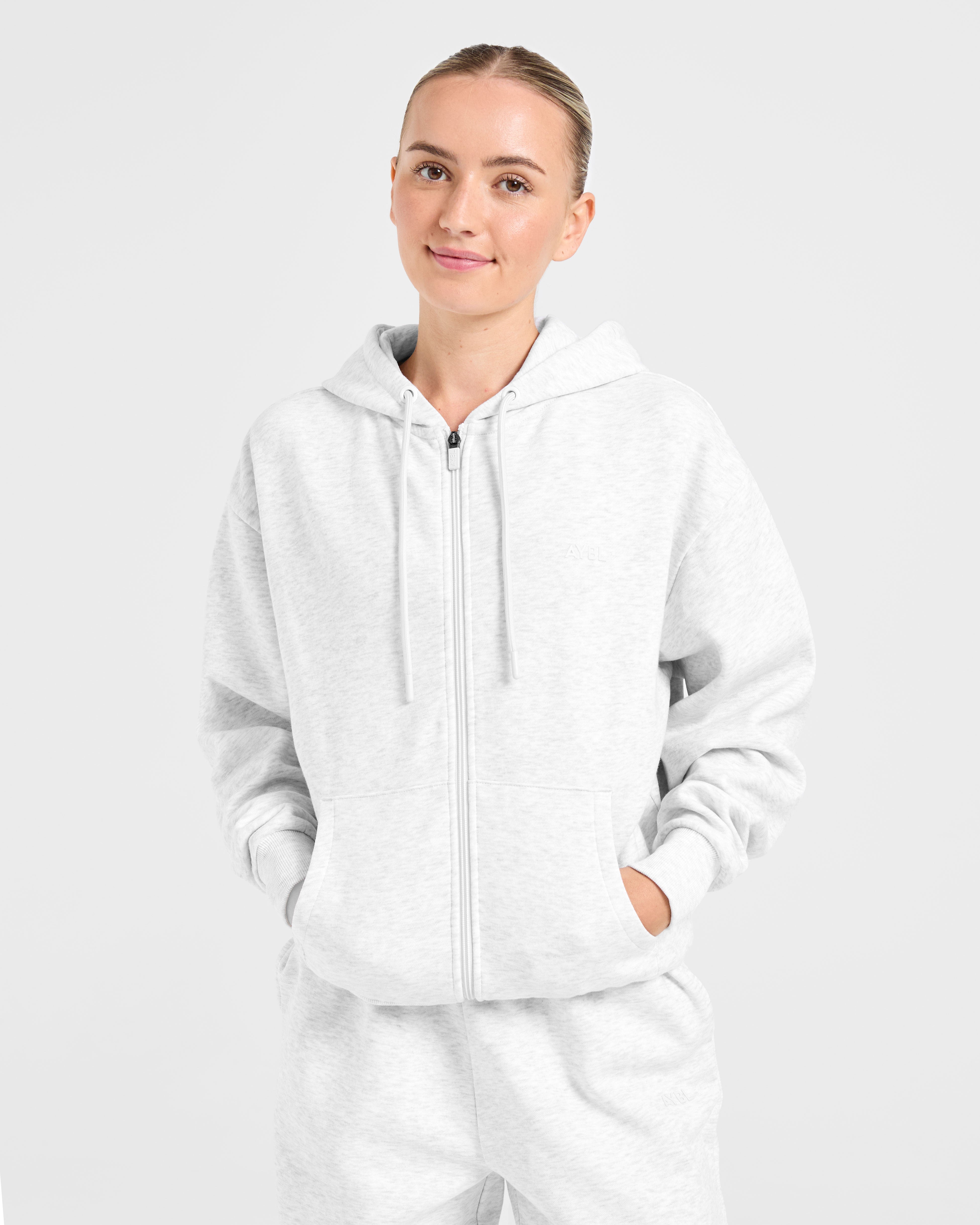 Sudadera Oversized con Cremallera Estilo Vida - Gris Lágrima