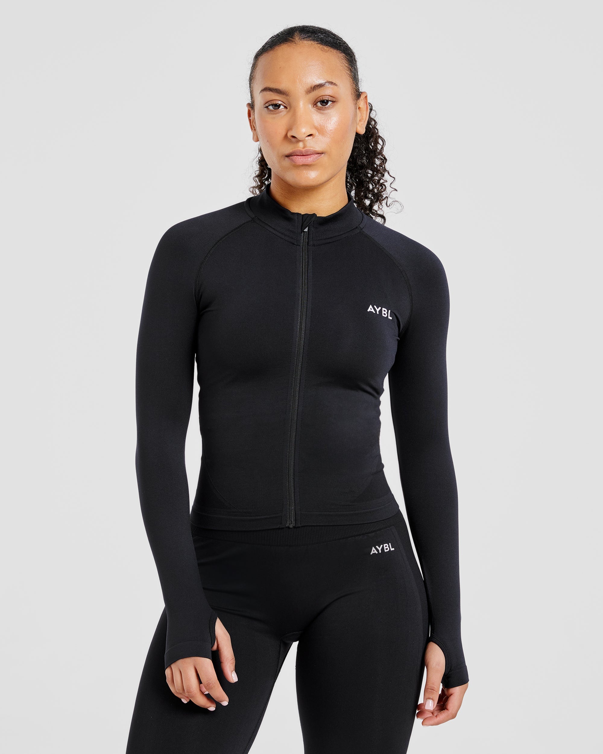 Empower Chaqueta de Cierre Completo Sin Costuras - Negro