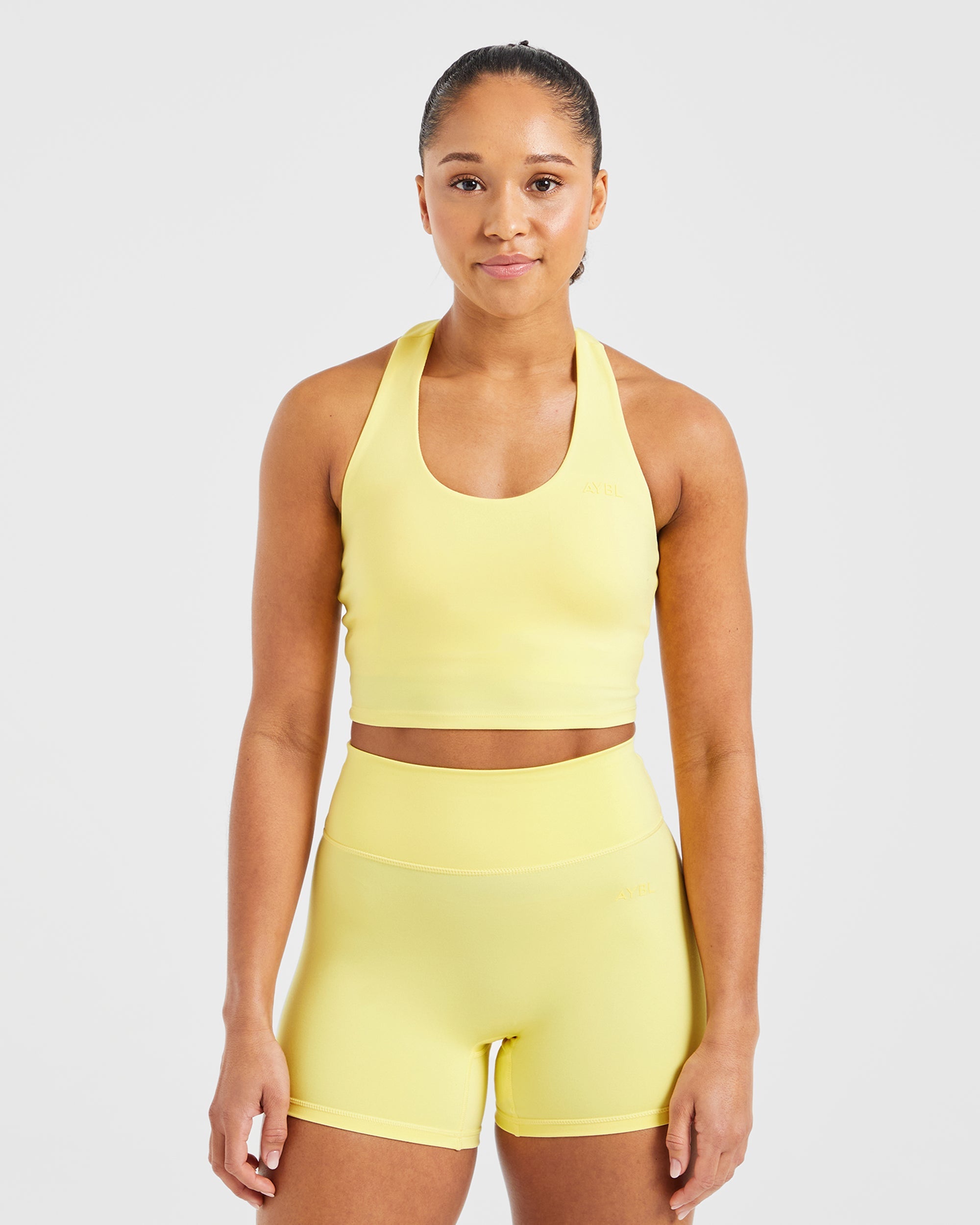 Top Corto de Cuello Halter - Limón Pastel