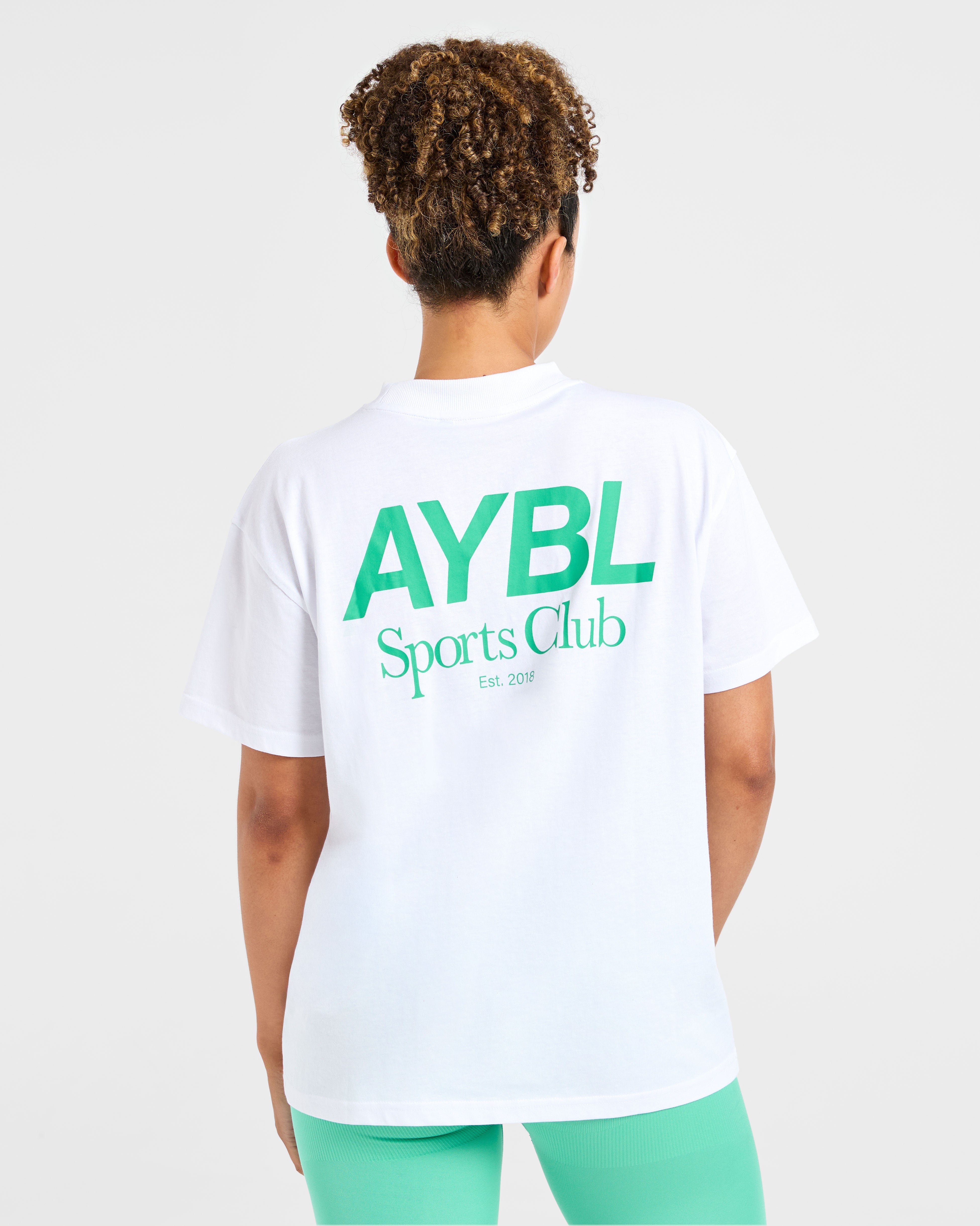 Camiseta Oversized del Club Deportivo AYBL - Blanco/Verde Carreras