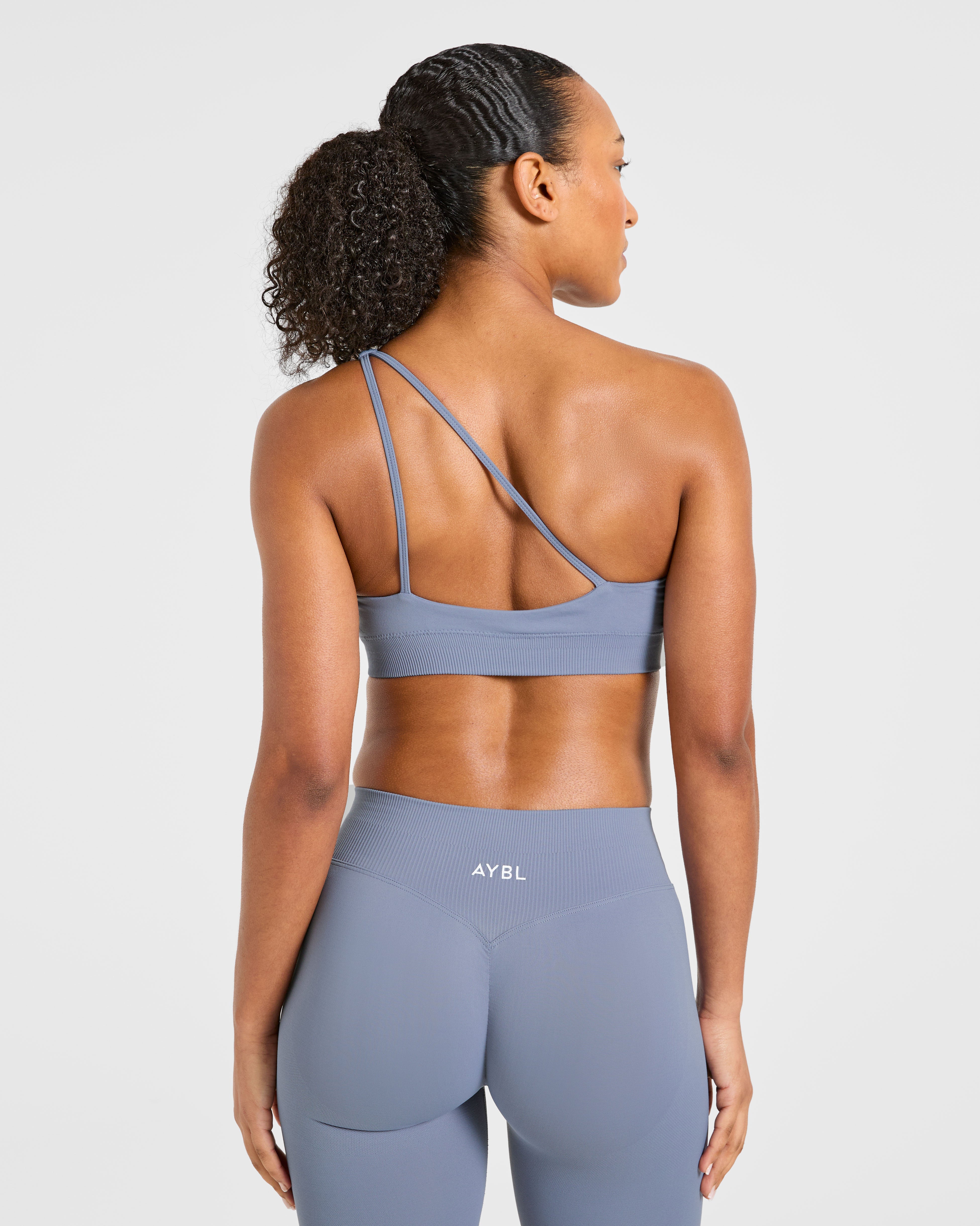 Enhance Bra Deportivo Sin Costuras de Un Solo Hombro - Azul Pizarra
