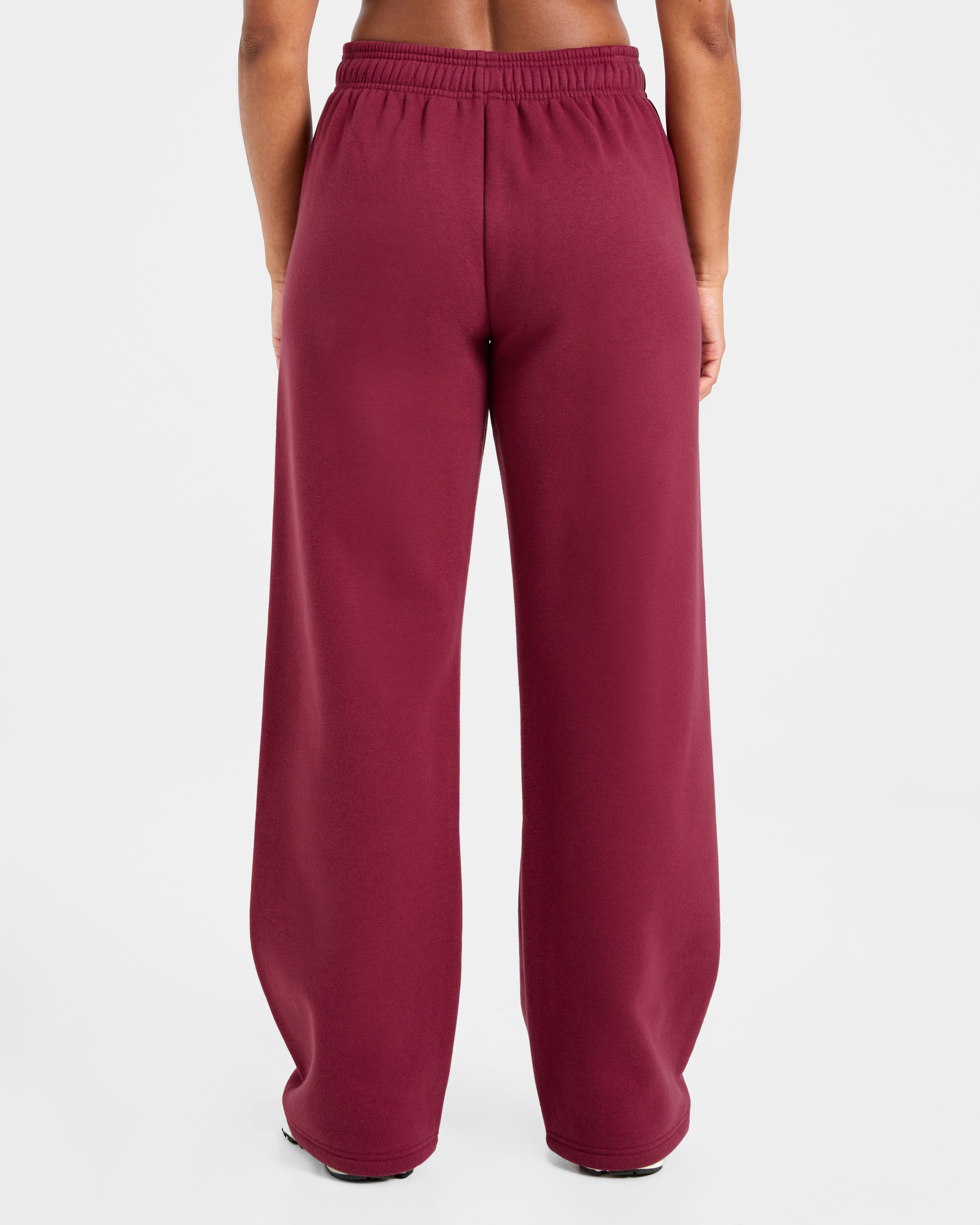 Pantalones Jogger Clásicos de Felpa Amplios de Pierna Recta - Raspberry Apagado