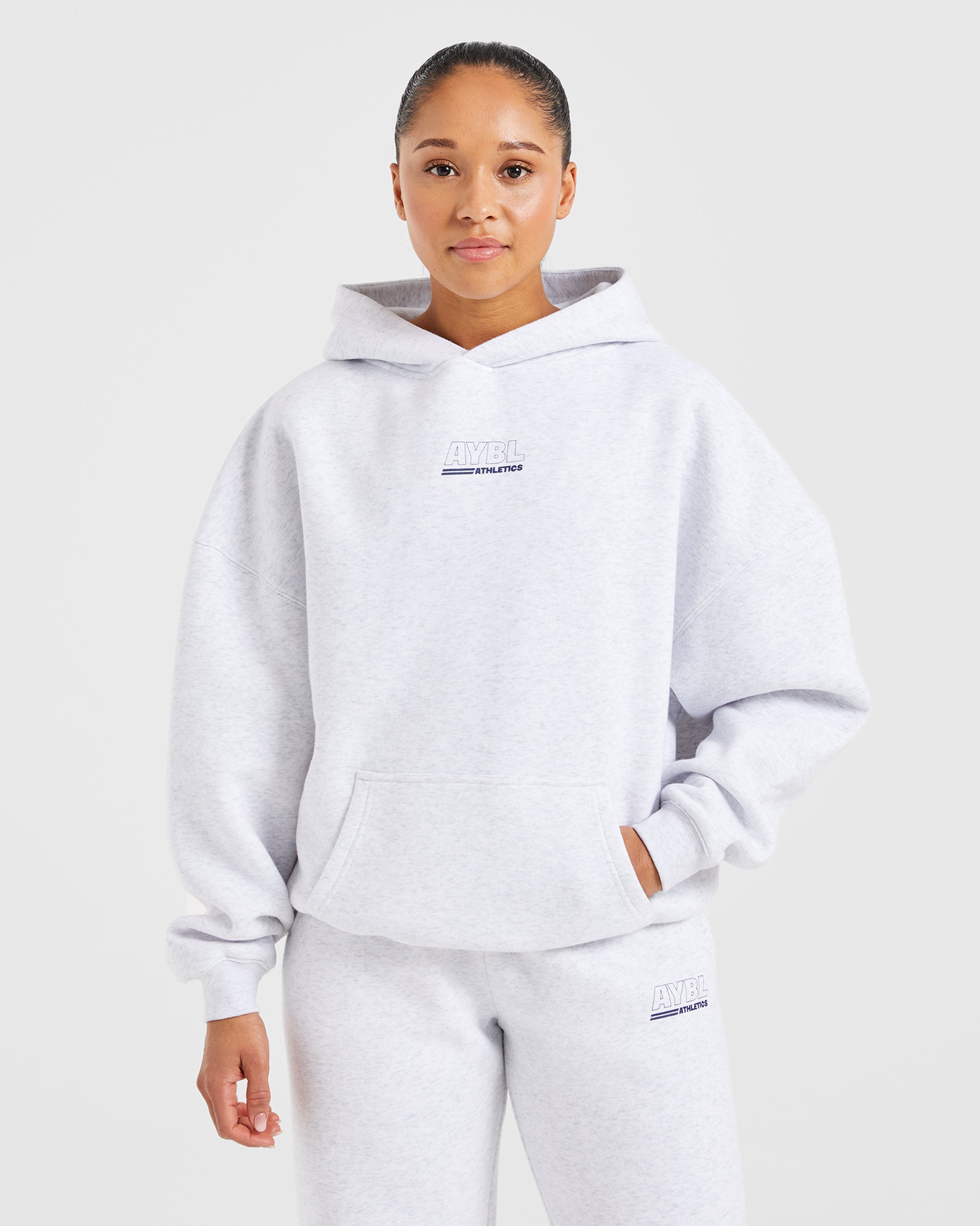 Sudadera Oversized de Pista Deportiva - Gris Helecho/Azul Marino