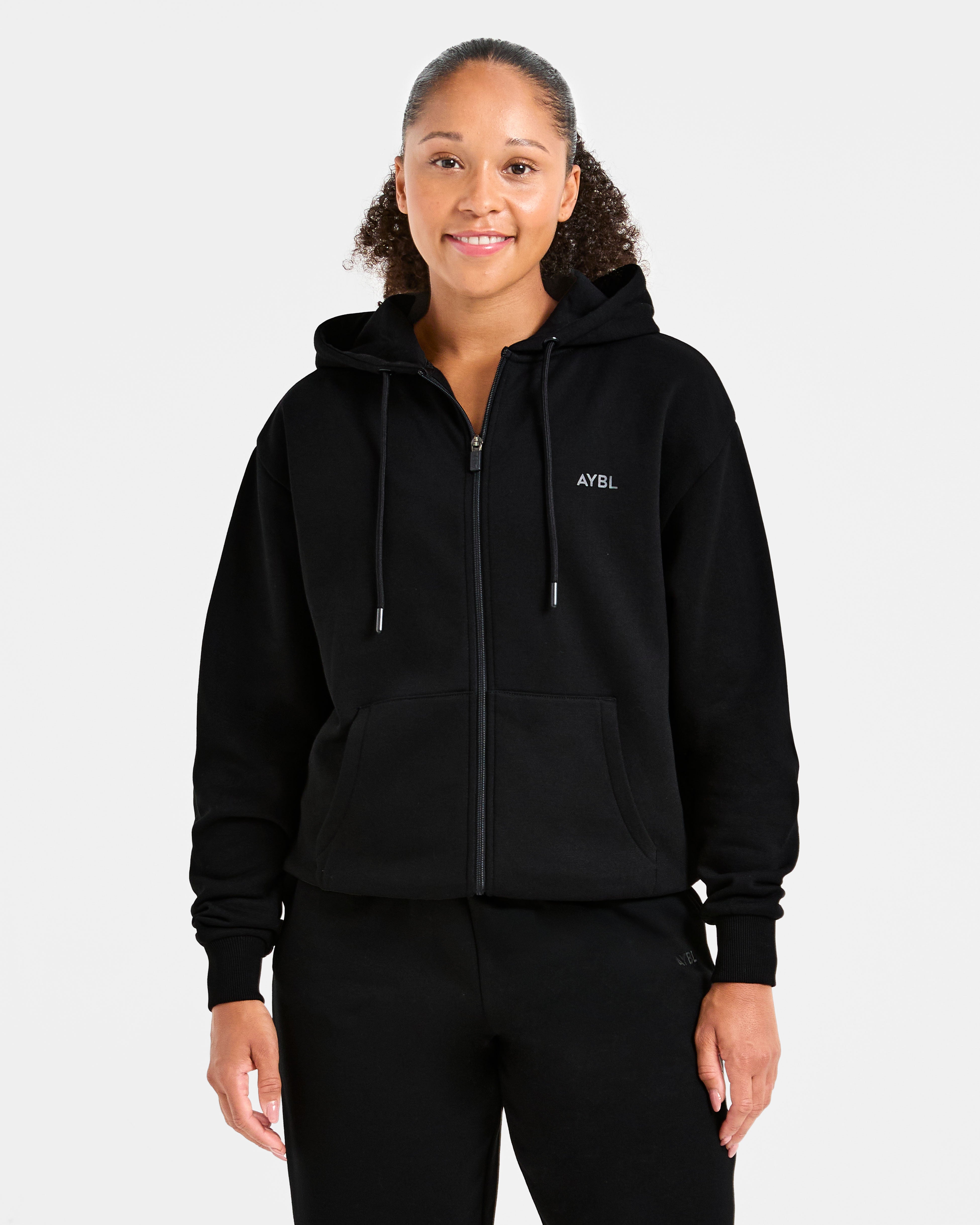 Sudadera Oversized con Cremallera de Estilo de Vida - Negro
