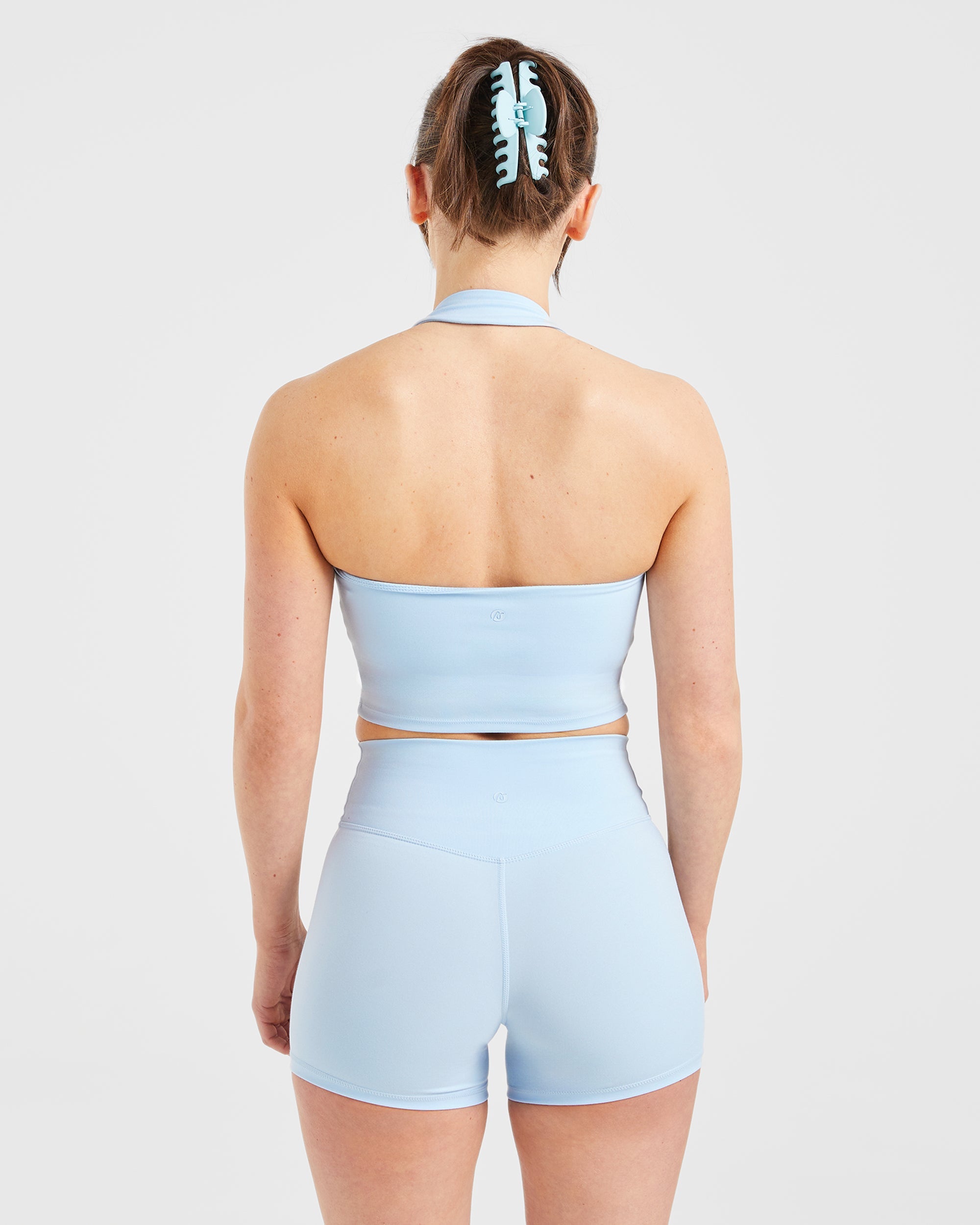 Top Corto de Cuello Halter - Azul Pastel
