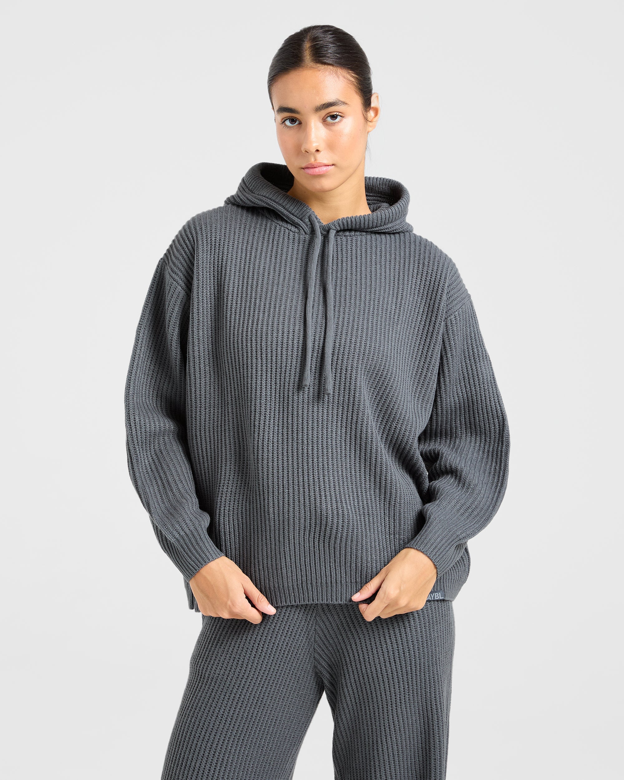 Sudadera de punto amplia para estar en casa - Gris oscuro